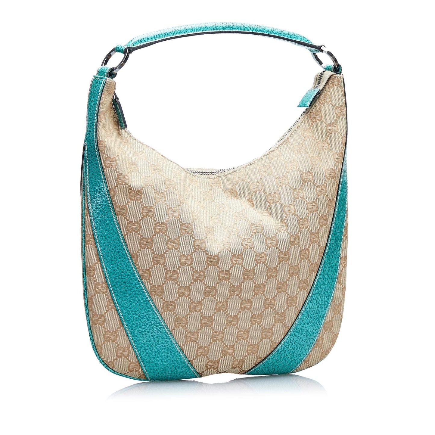 Gucci GG SHG-ValwMn Canvas Calf Brown Green Shoulder Bag