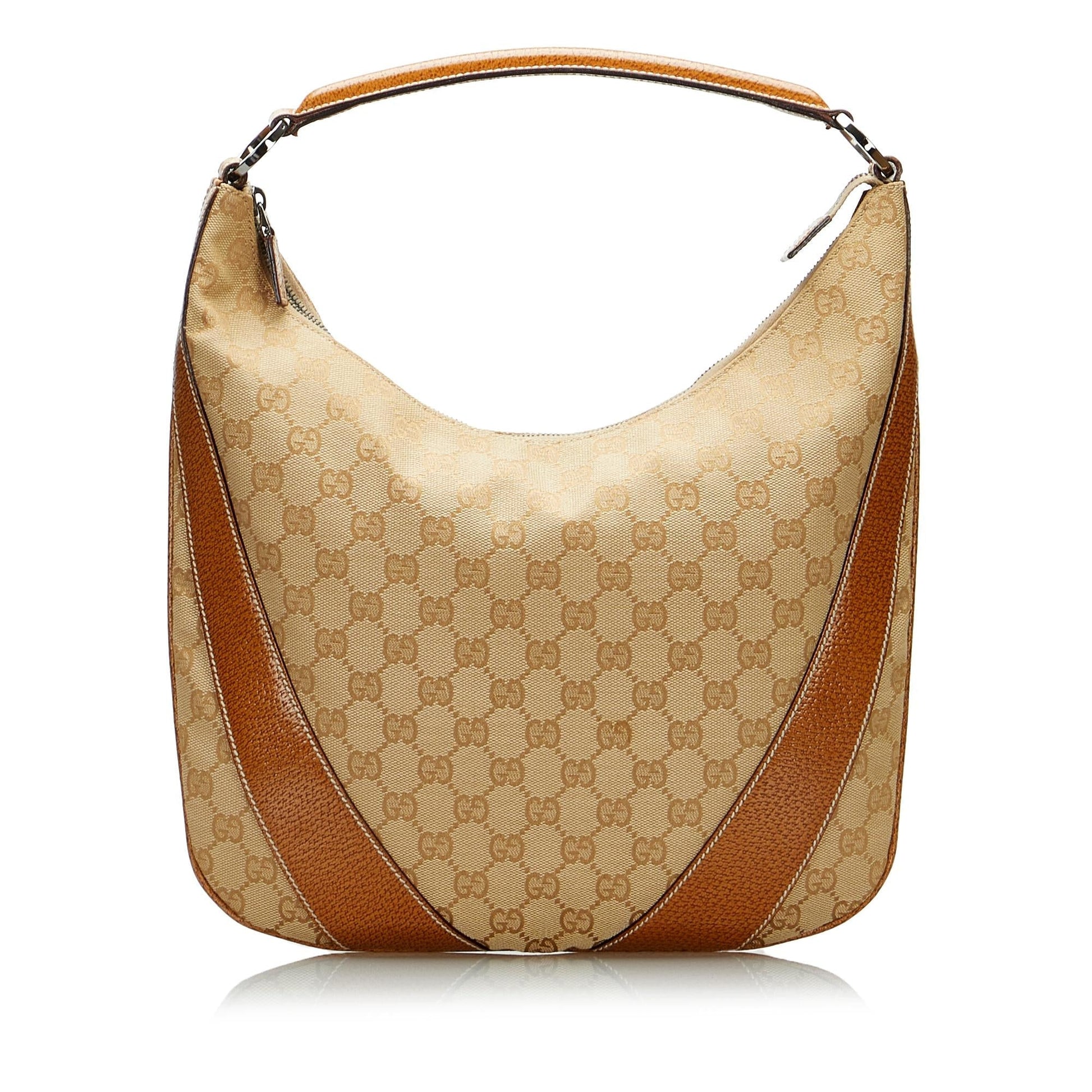 Gucci GG SHG-m7Woue Canvas Calf Brown Shoulder Bag