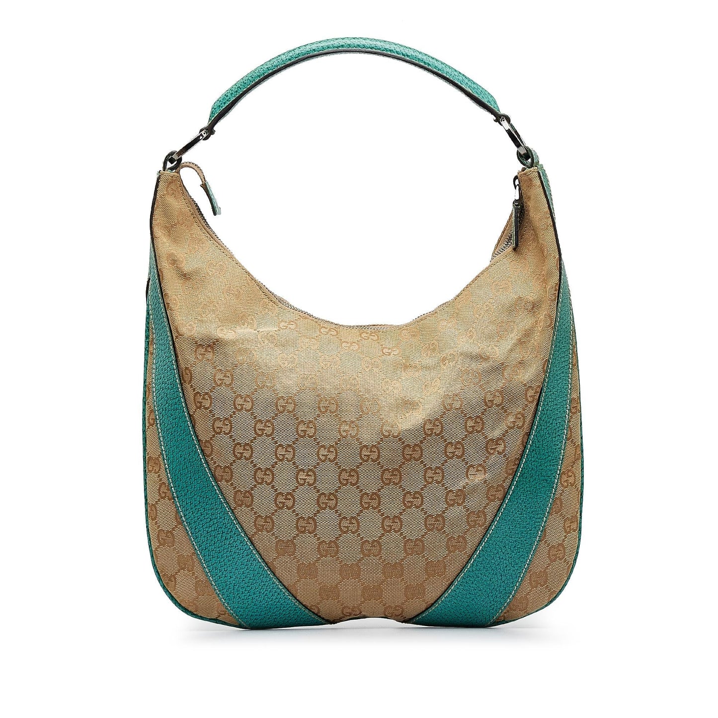 Gucci GG SHG-ISh30v Canvas Calf Brown Green Shoulder Bag