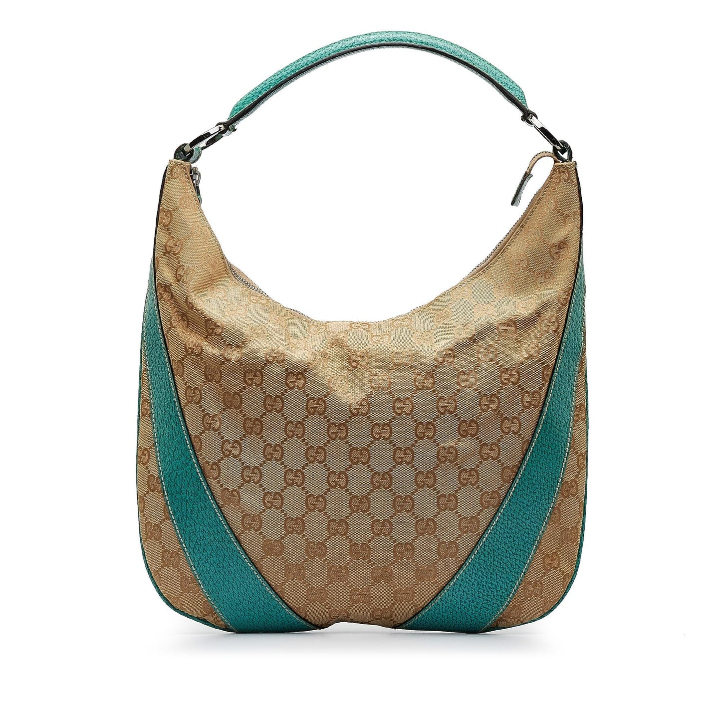 Gucci GG SHG-ISh30v Canvas Calf Brown Green Shoulder Bag