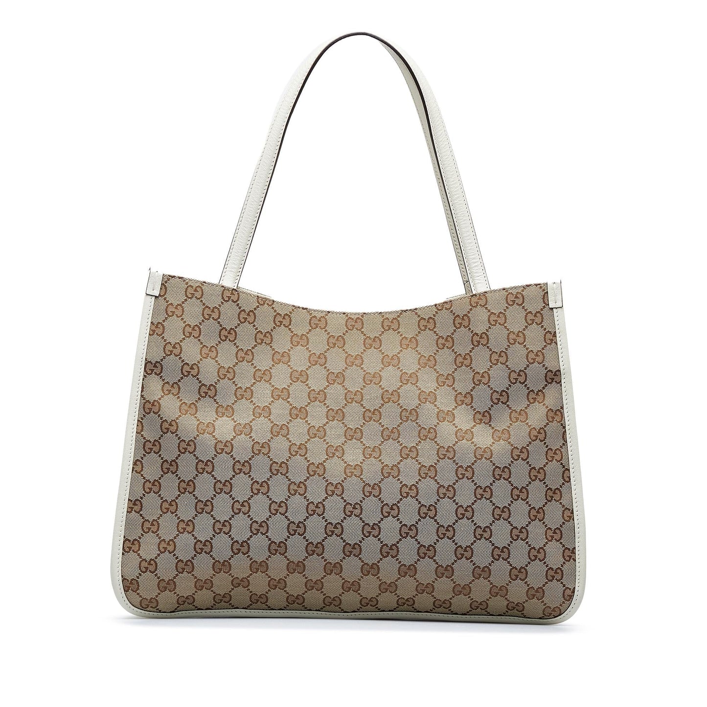 Gucci GG Horsebit SHG-vcIr3M Canvas Calf White Brown Tote Bag
