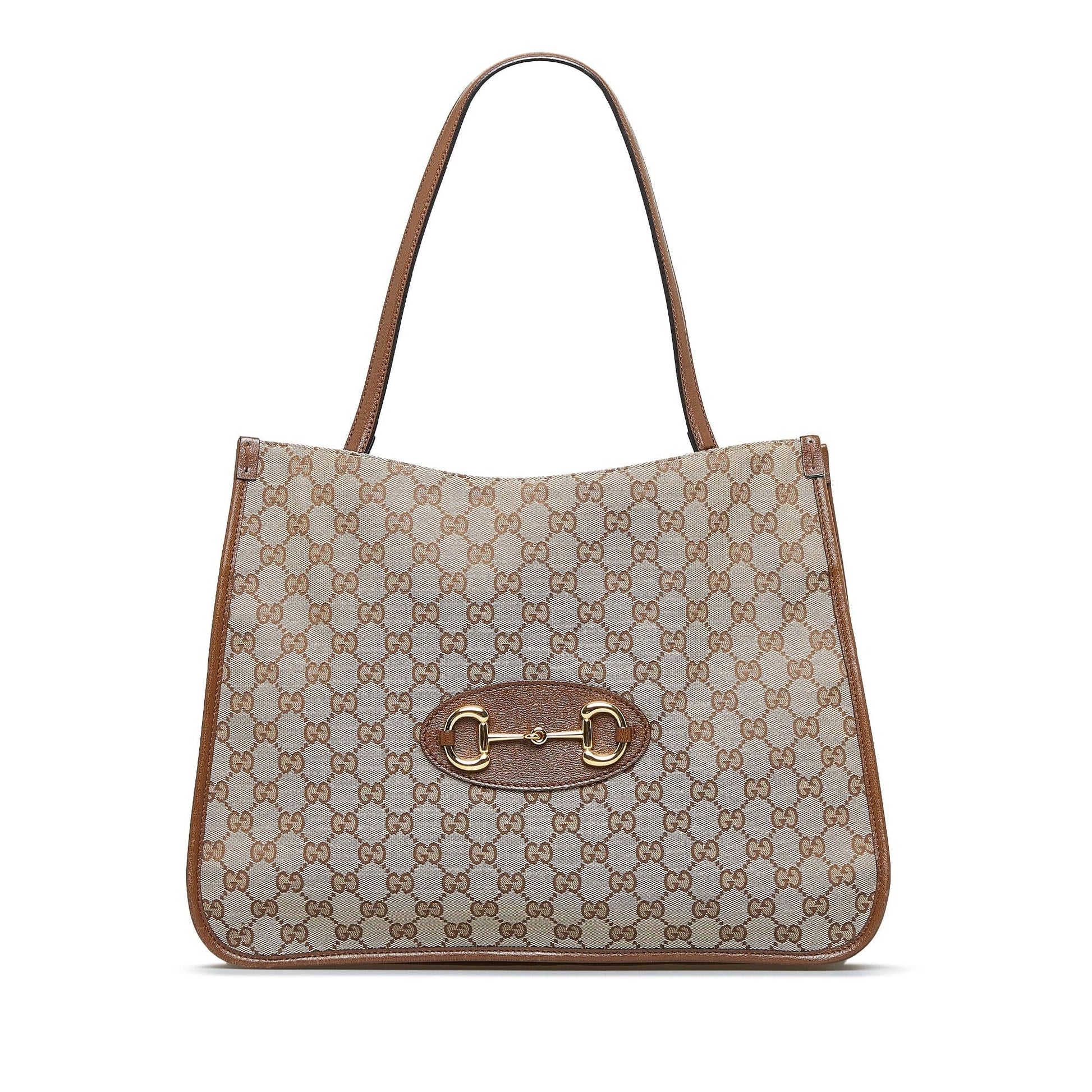 Gucci GG Horsebit SHG-efXOqF Canvas Brown Tote Bag
