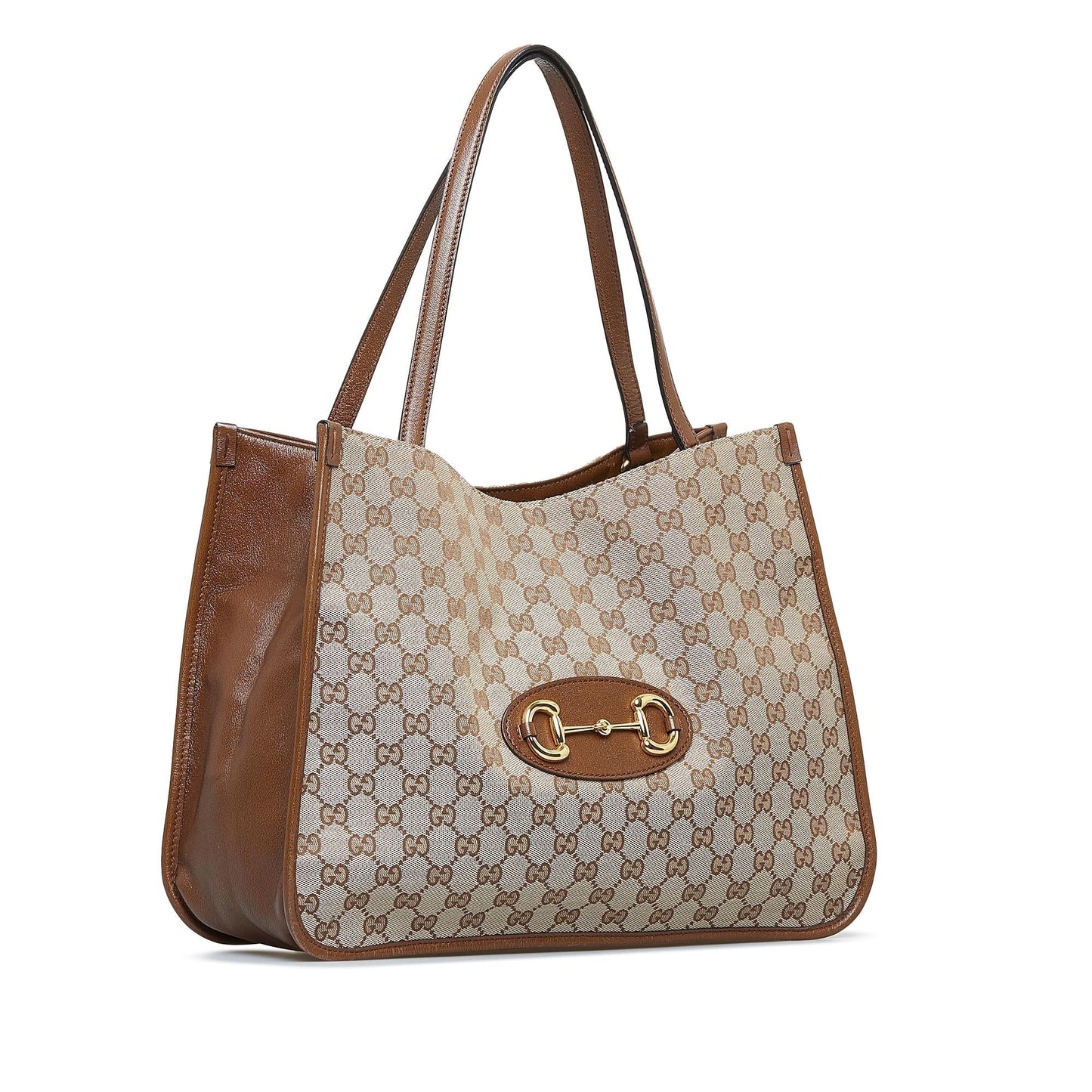 Gucci GG Horsebit SHG-efXOqF Canvas Brown Tote Bag