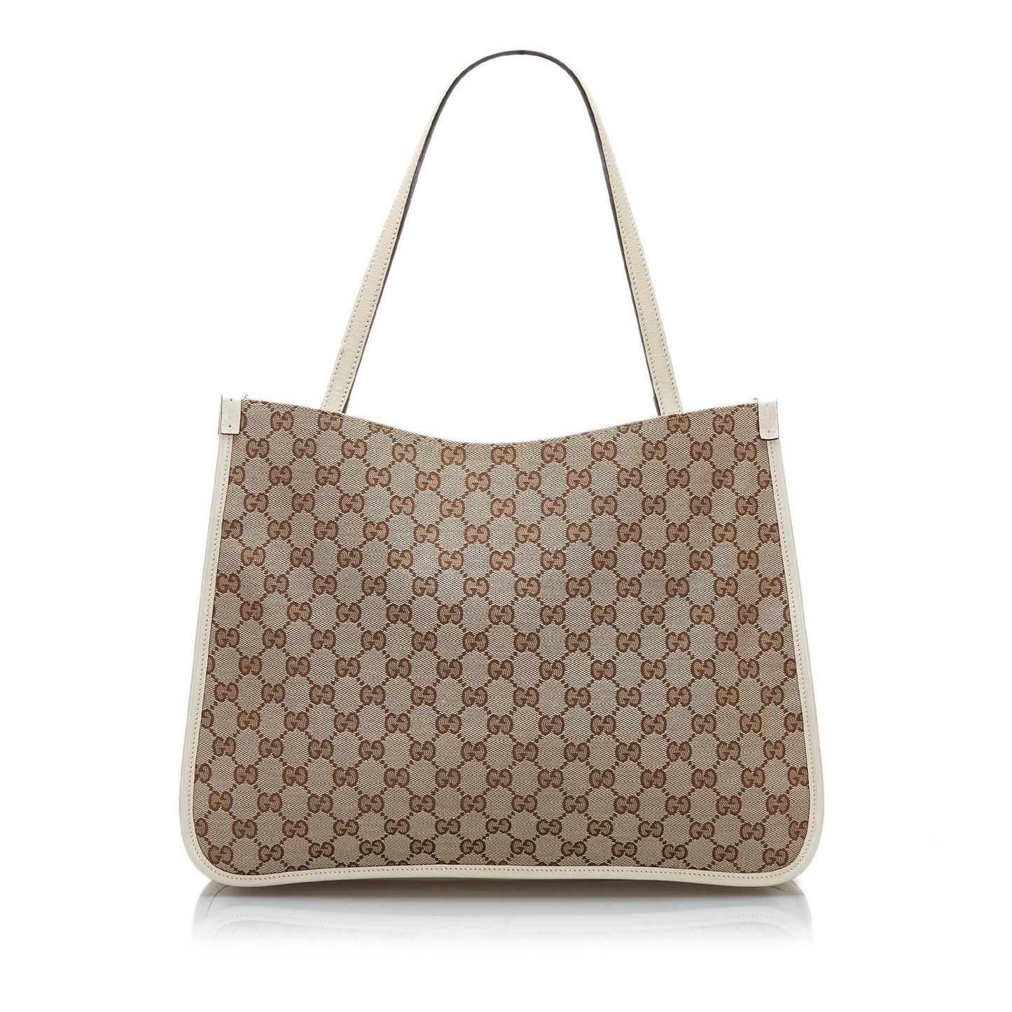 Gucci GG Horsebit SHG-Ks7vuB Canvas Calf White Brown Tote Bag
