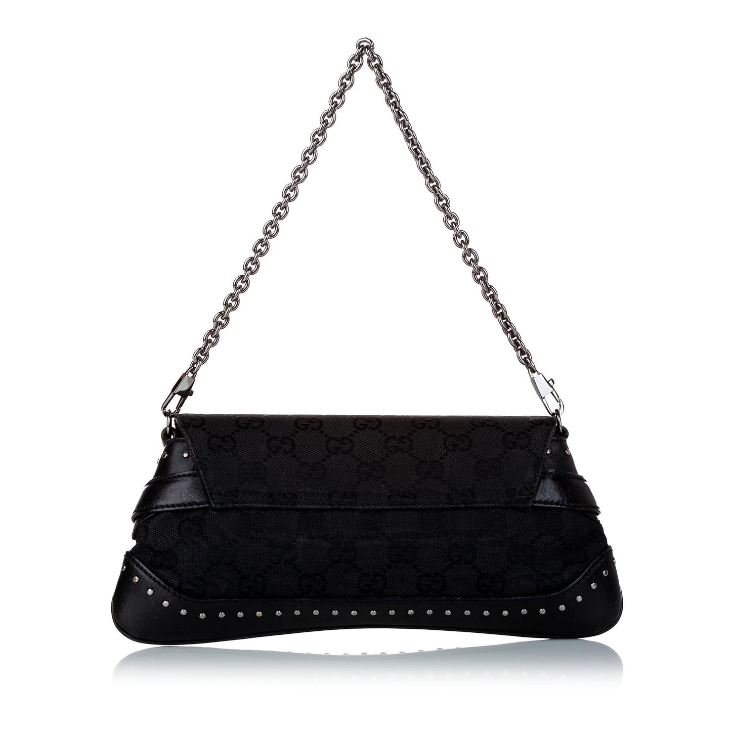Gucci GG Horsebit Baguette SHG-uZLe9a Canvas Black Chain Handbag