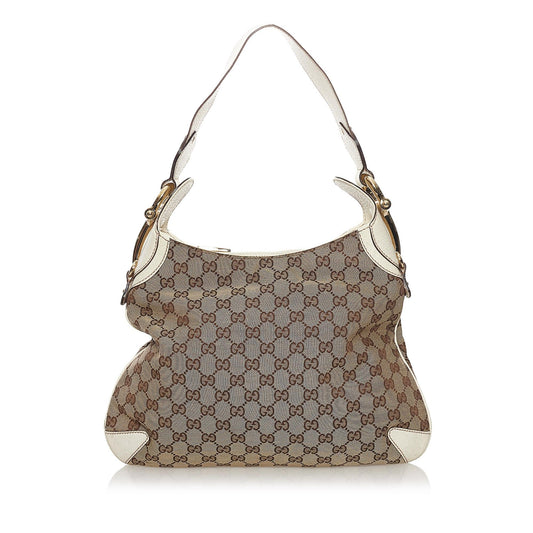 Gucci GG Horsebit Creole SHG-mPeq9s Canvas Calf White Brown Shoulder Bag