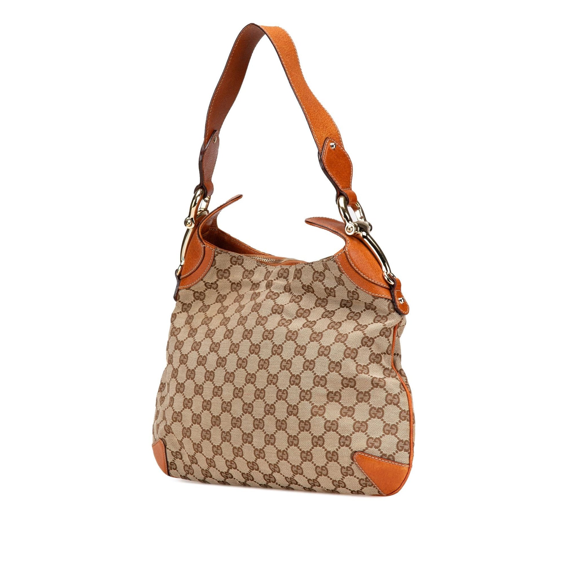 Gucci GG Horsebit Creole Canvas Calf Brown Shoulder Bag