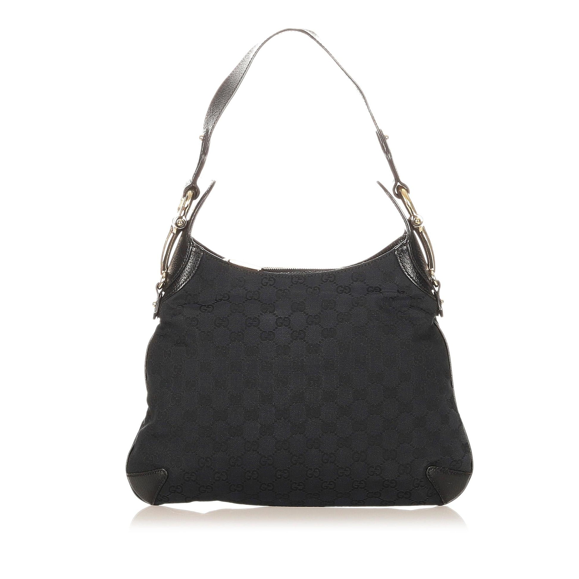 Gucci GG Horsebit Creole SHG Canvas Black Shoulder Bag