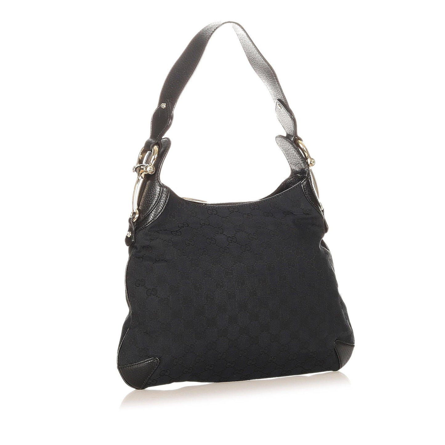 Gucci GG Horsebit Creole SHG Canvas Black Shoulder Bag