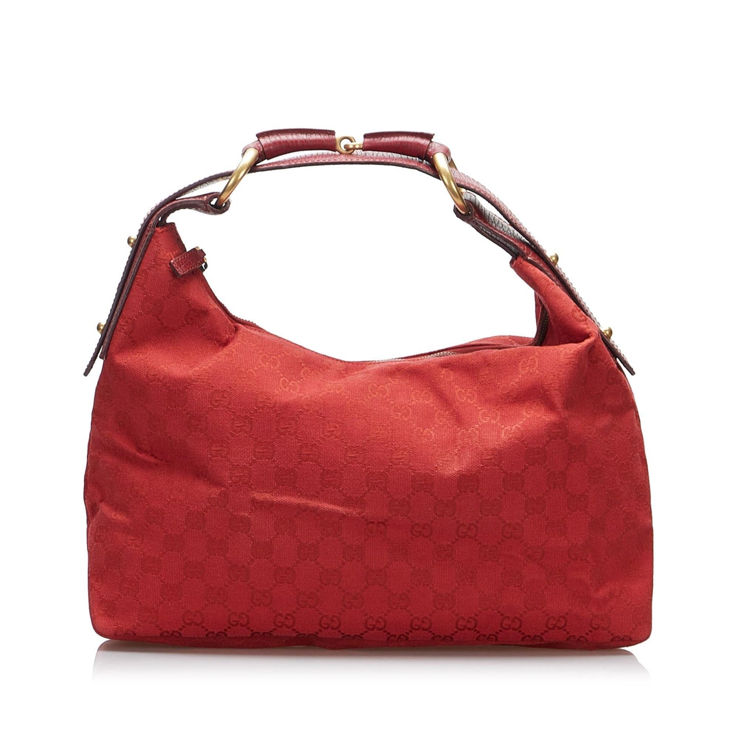 Gucci GG Horsebit SHG-bSt1gy Canvas Red Satchel Bag