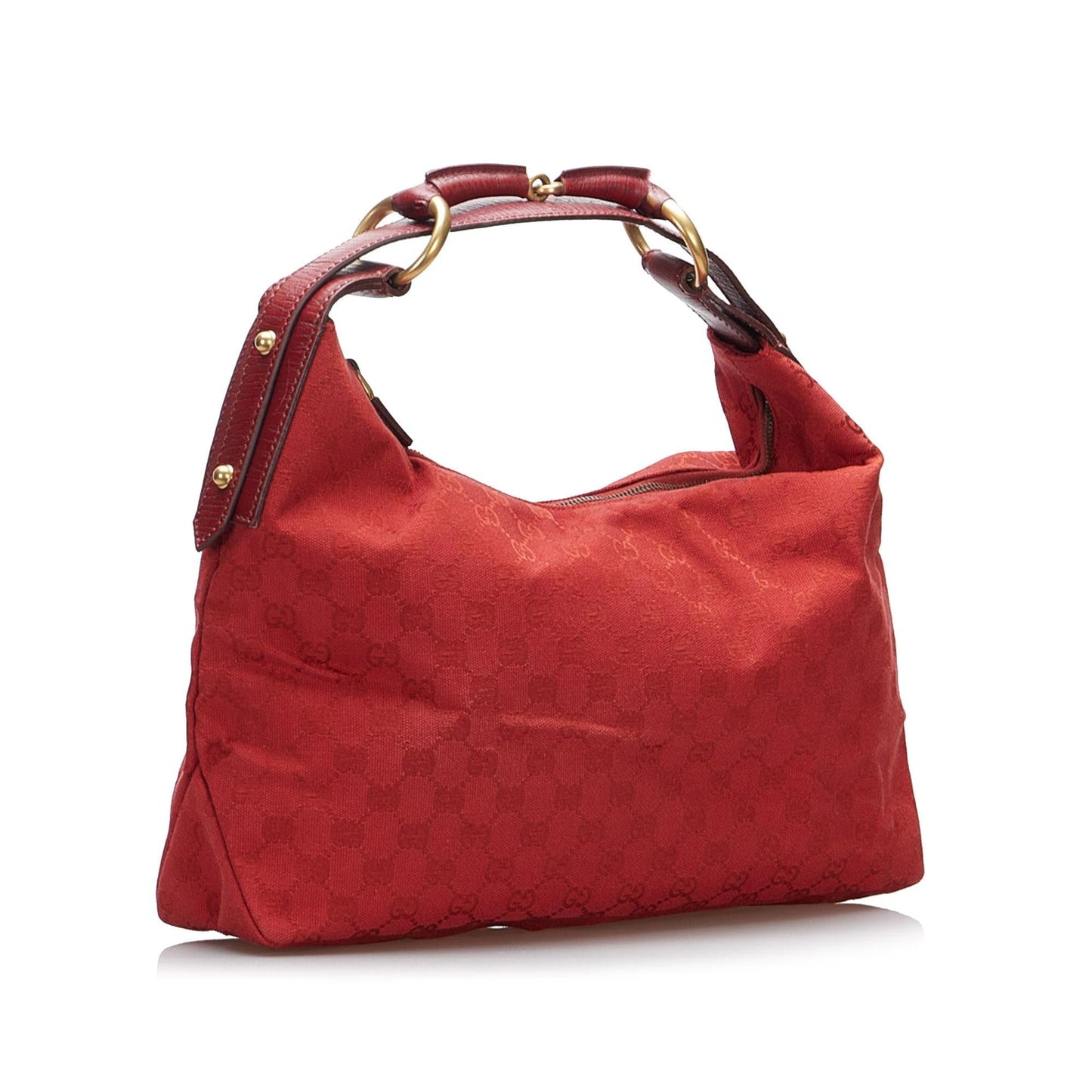 Gucci GG Horsebit SHG-bSt1gy Canvas Red Satchel Bag