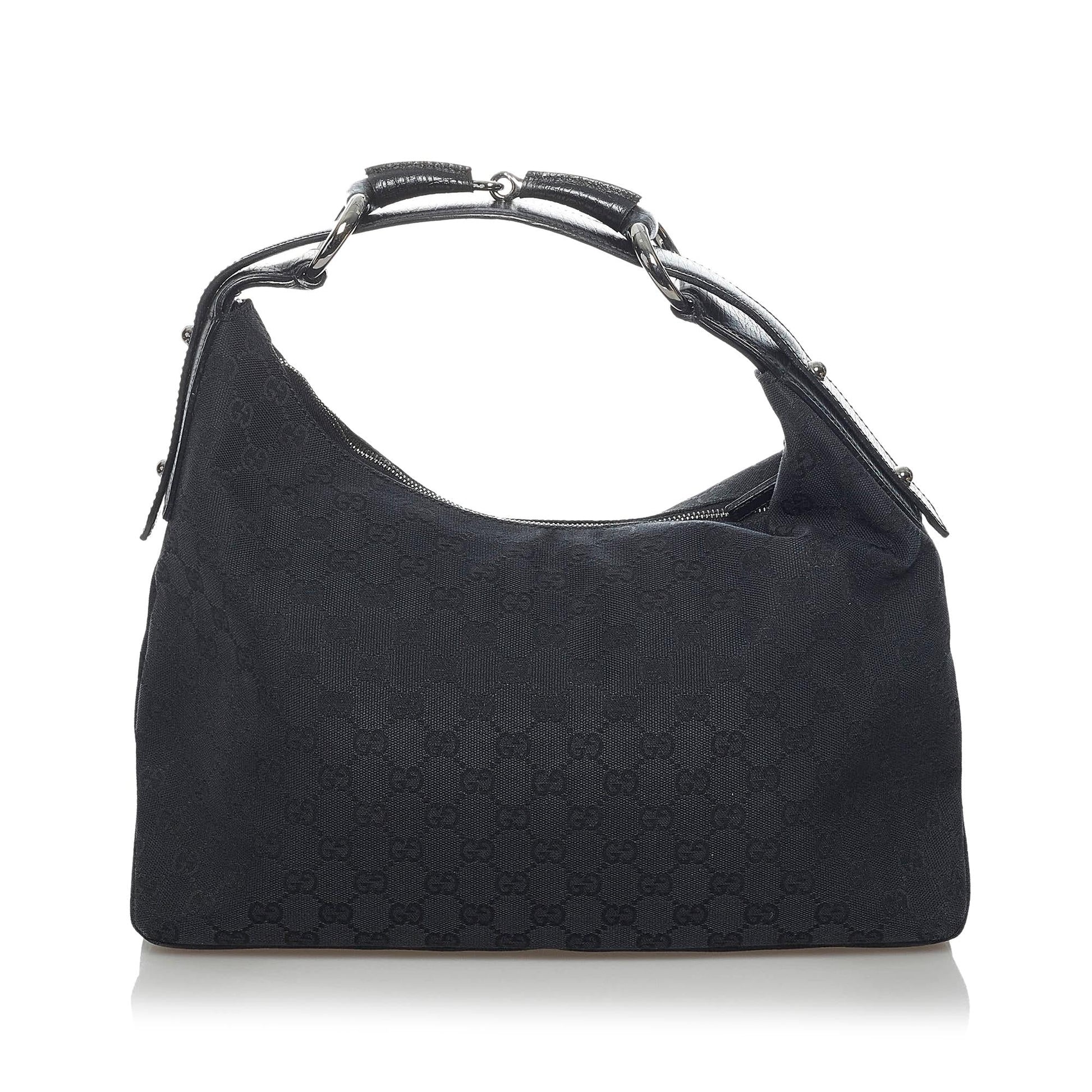 Gucci GG Horsebit SHG Canvas Calf Black Shoulder Bag
