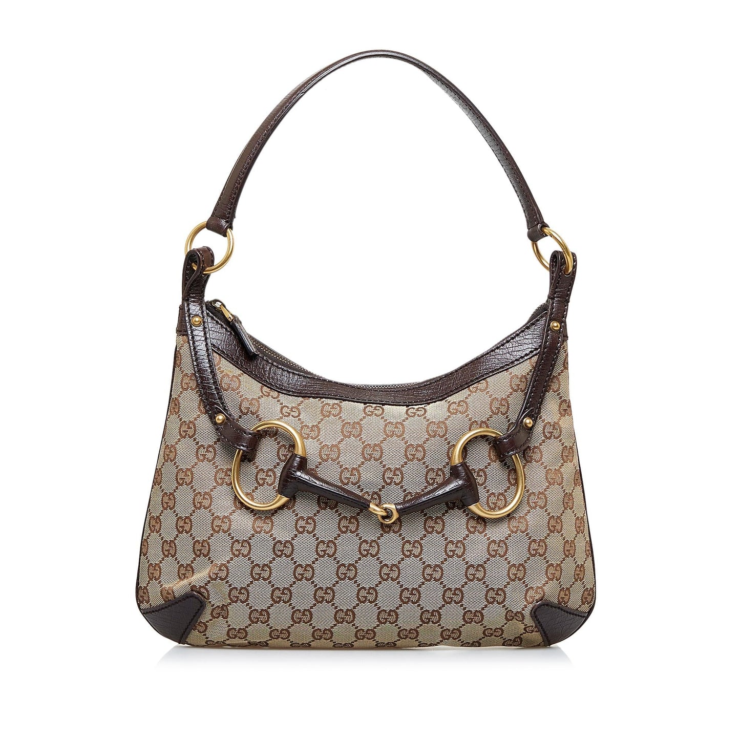 Gucci GG Horsebit SHG-3vKr0U Canvas Brown Shoulder Bag