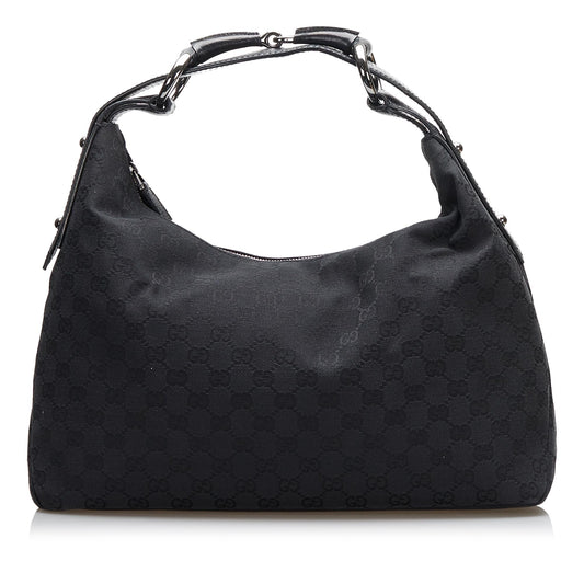 Gucci GG Horsebit SHG Canvas Black Shoulder Bag