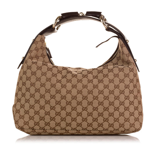 Gucci GG Horsebit SHG-i65Xy9 Canvas Brown Shoulder Bag