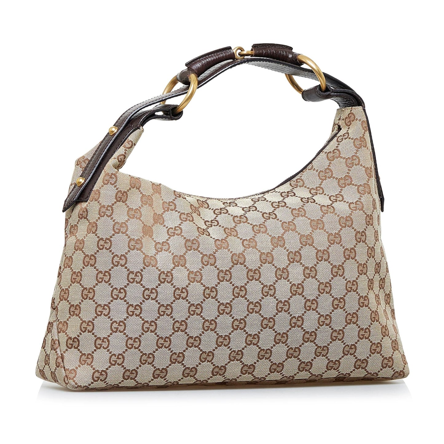 Gucci GG Horsebit SHG-PLy3yh Canvas Calf Brown Shoulder Bag