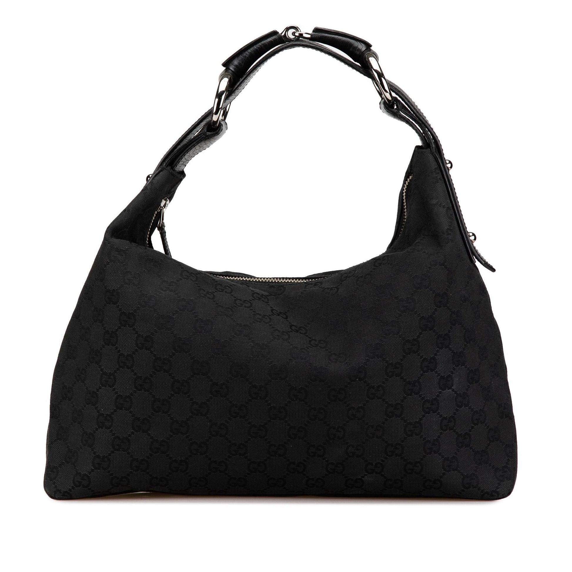 Gucci GG Horsebit Canvas Calf Black Shoulder Bag