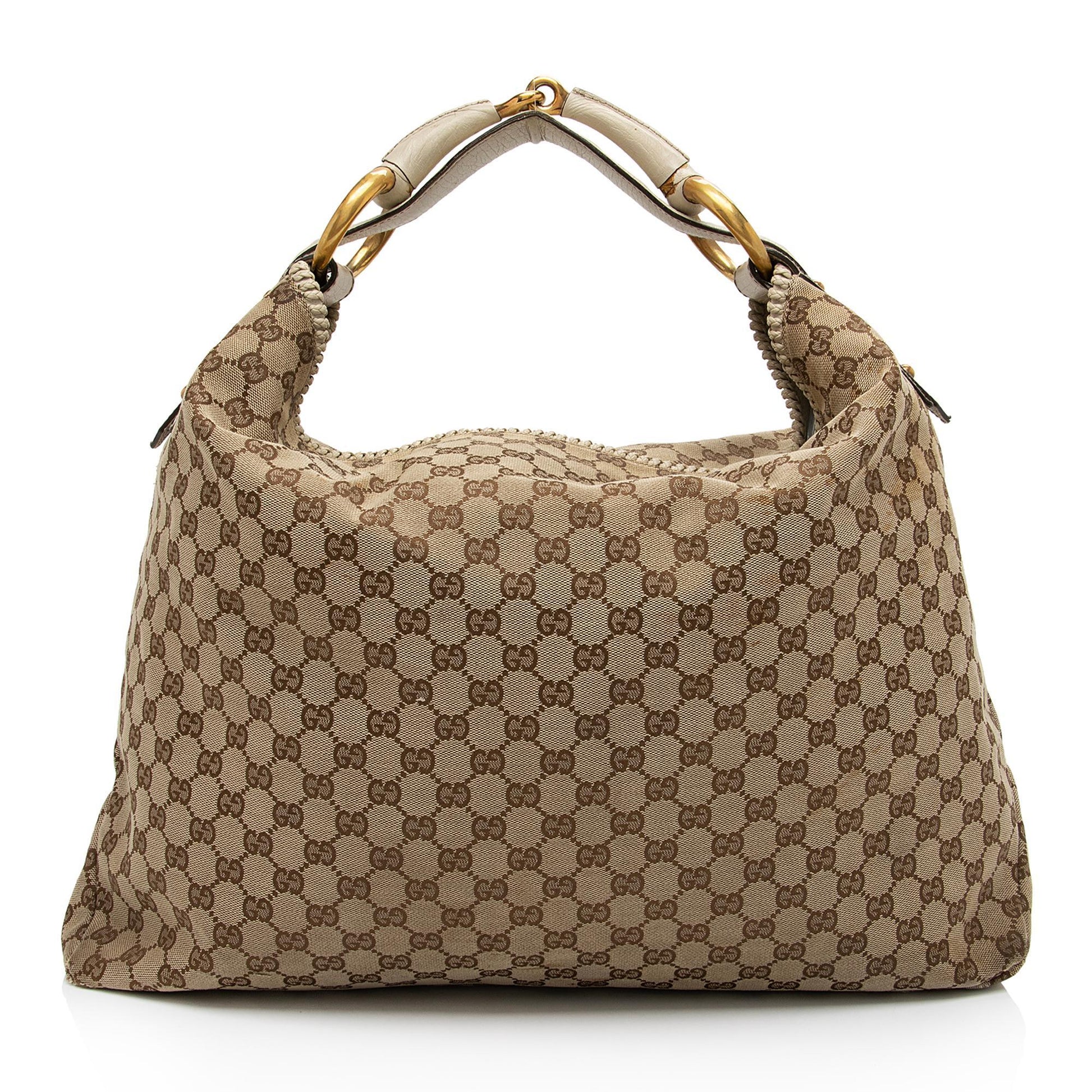 Gucci GG Horsebit - FINAL SHF-cqgUHp Leather Canvas White Beige Shoulder Bag