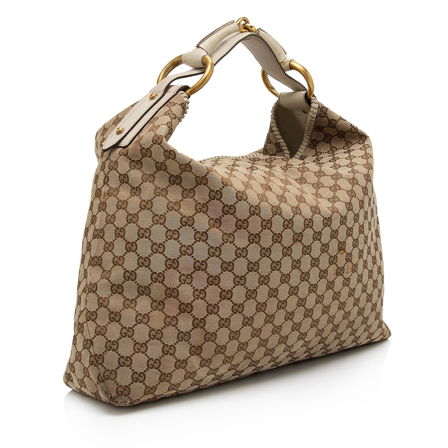Gucci GG Horsebit - FINAL SHF-cqgUHp Leather Canvas White Beige Shoulder Bag