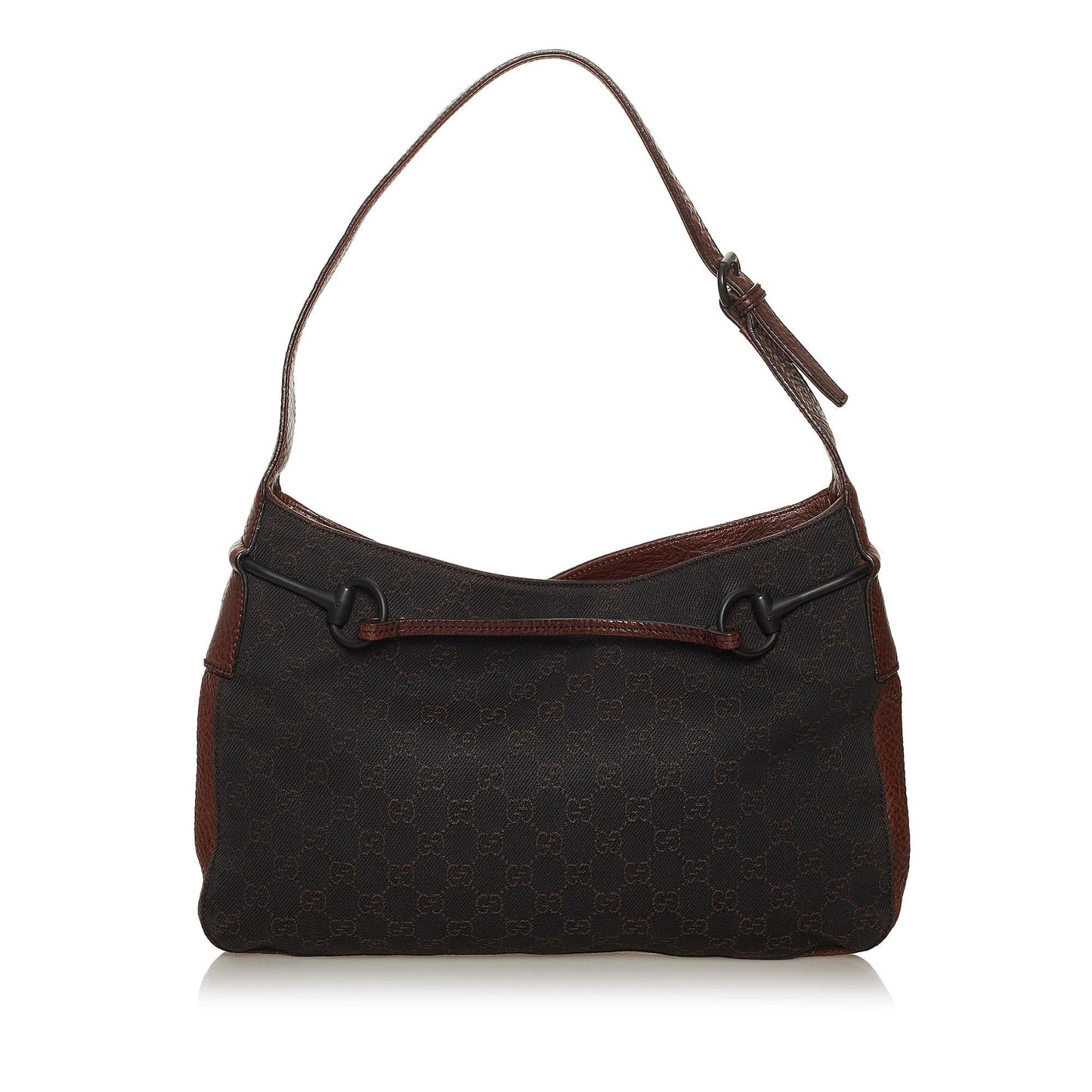Gucci GG Horsebit SHG Canvas Calf Black Brown Shoulder Bag