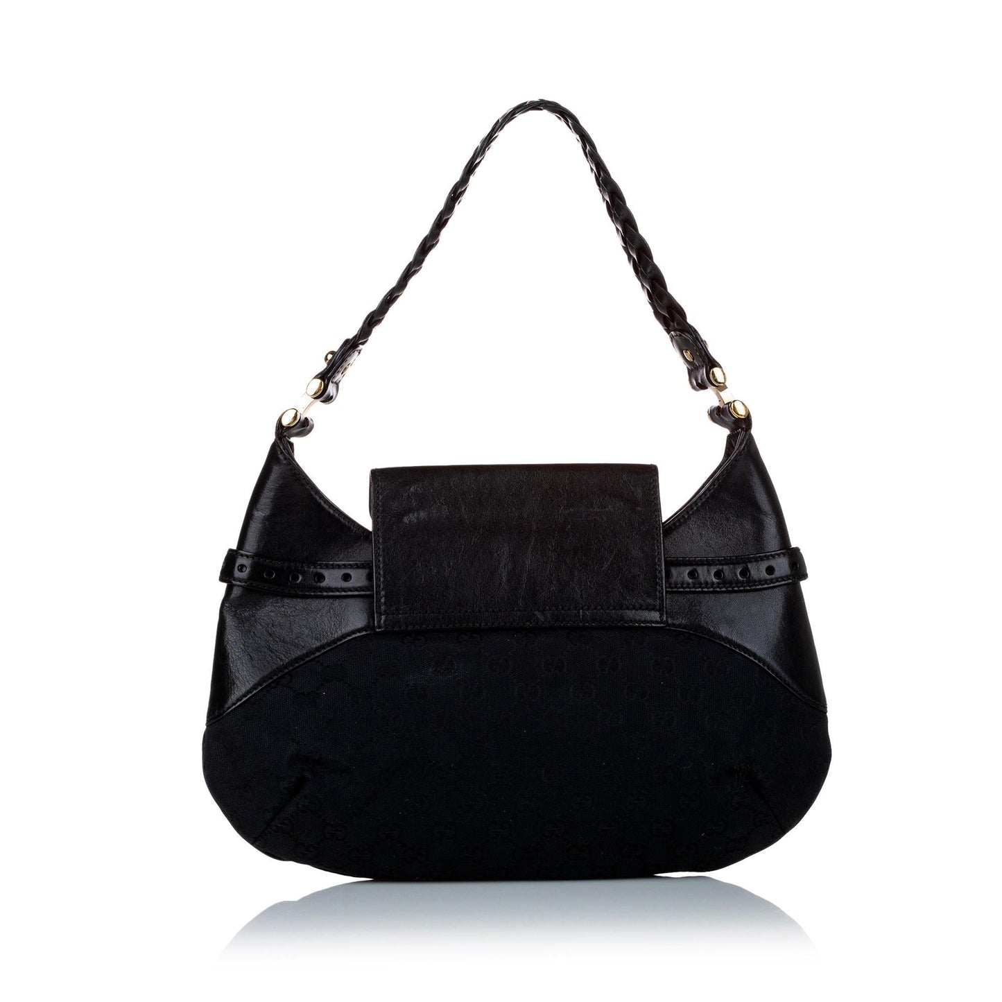 Gucci GG Horsebit SHG Canvas Calf Black Shoulder Bag Bag Shg