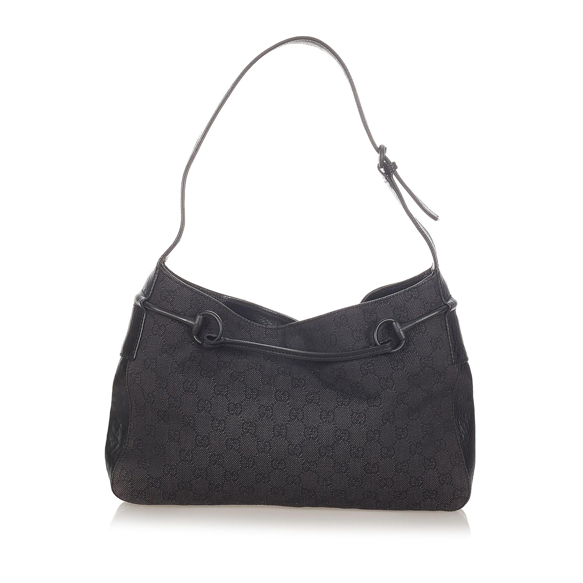 Gucci GG Horsebit SHG Canvas Black Shoulder Bag Bag Shg