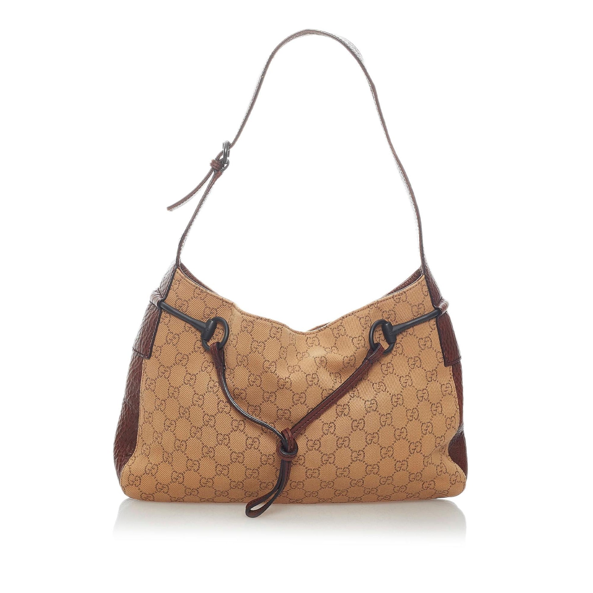 Gucci GG Horsebit SHG Canvas Brown Shoulder Bag