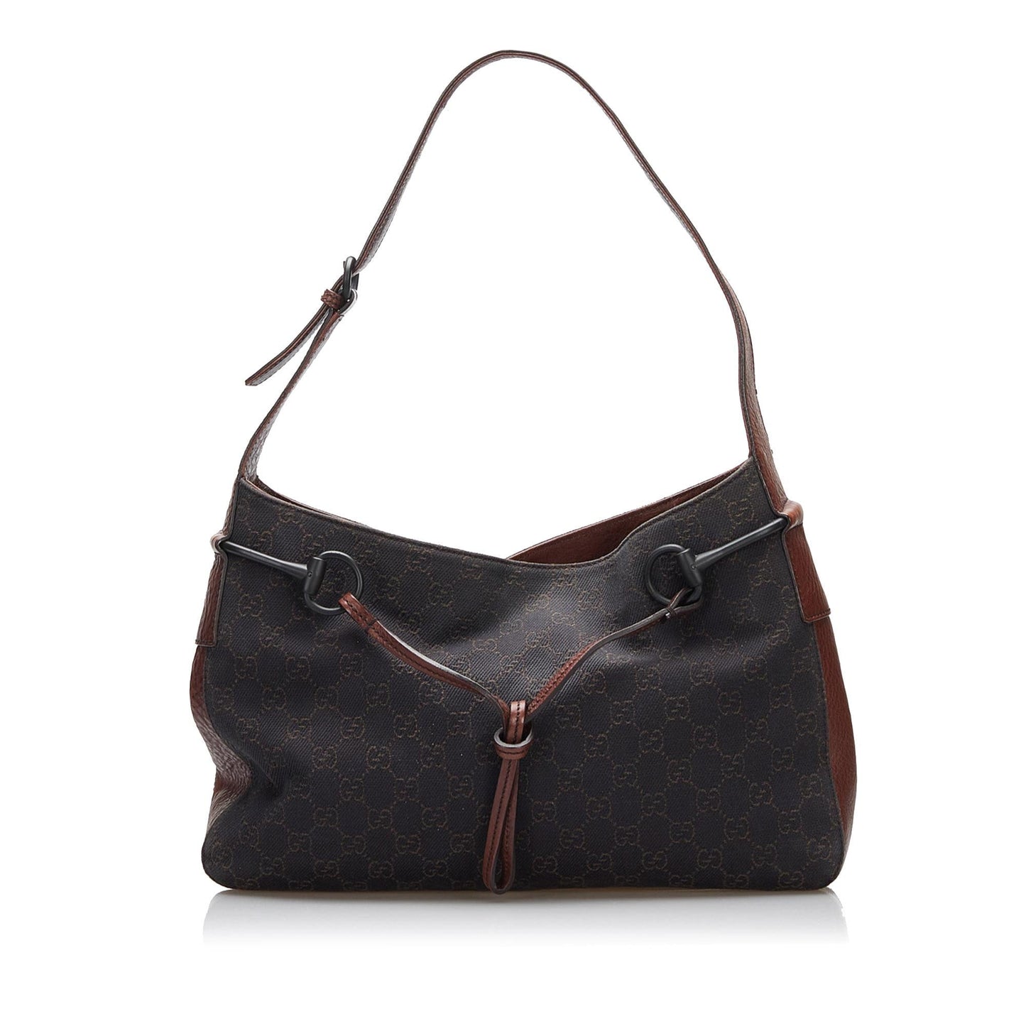 Gucci GG Horsebit SHG-JXZoIh Canvas Calf Brown Shoulder Bag