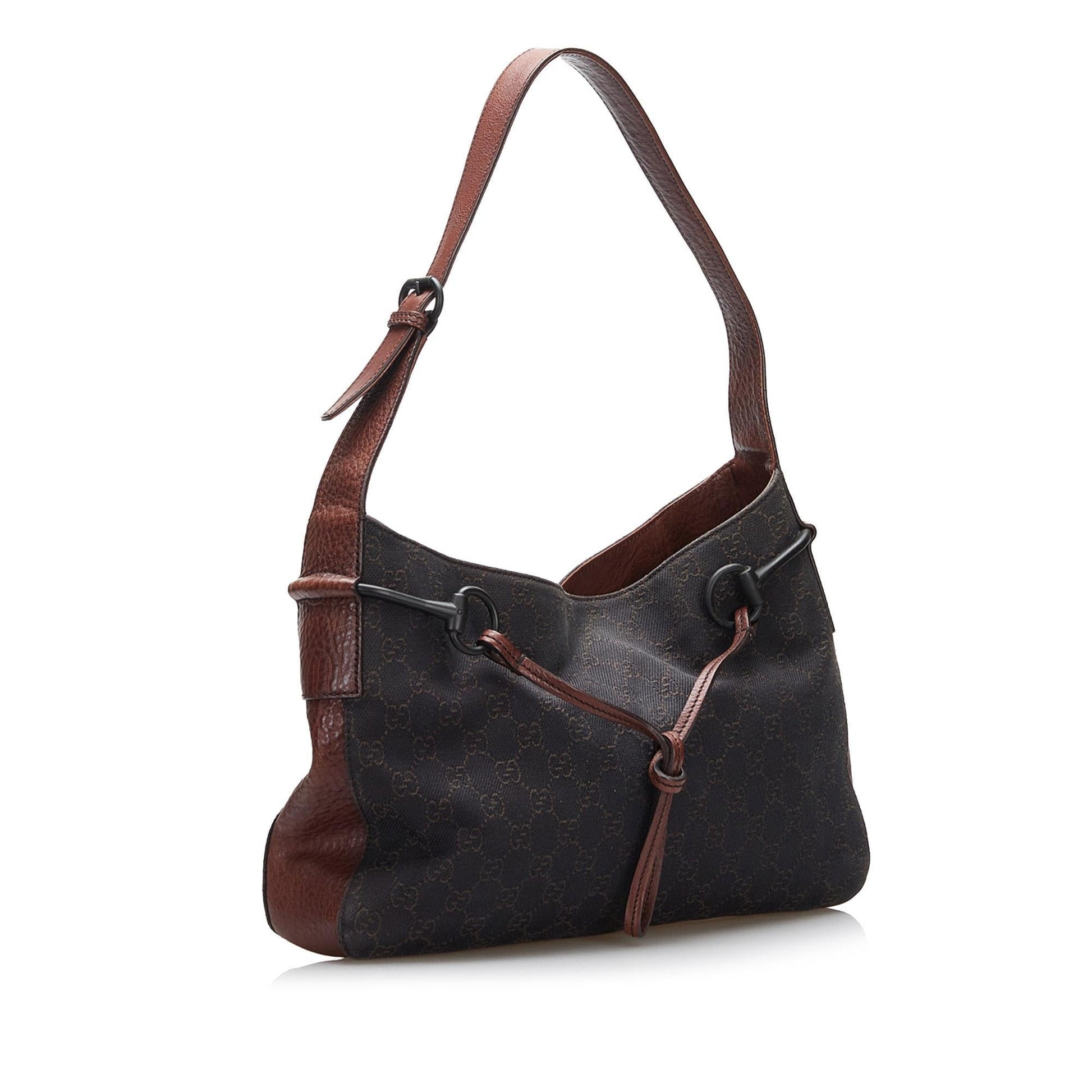 Gucci GG Horsebit SHG-JXZoIh Canvas Calf Brown Shoulder Bag