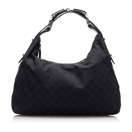 Gucci GG Horsebit SHG-wbDRzT Canvas Black Shoulder Bag