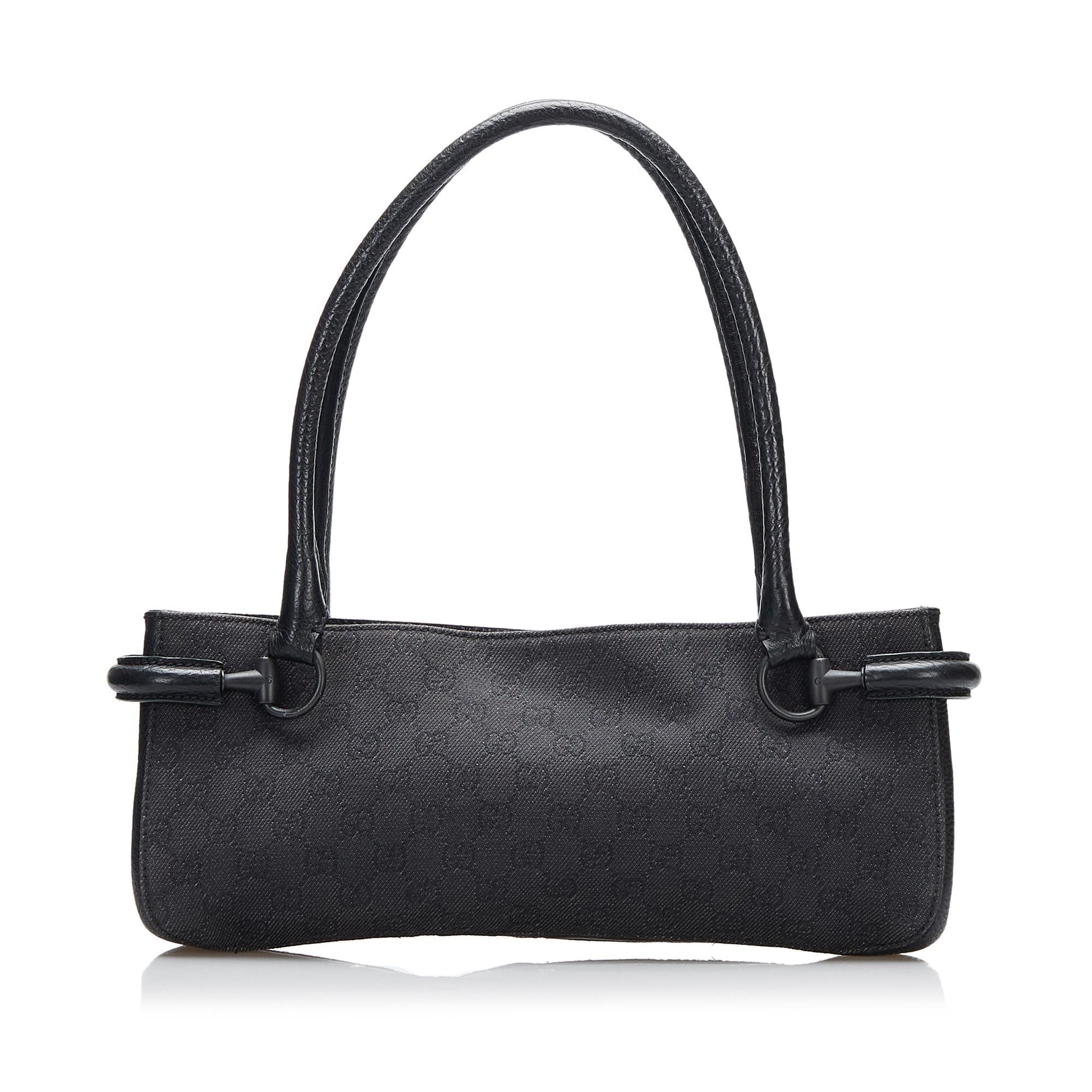 Gucci GG Horsebit SHG-QoPRpW Canvas Calf Black Shoulder Bag