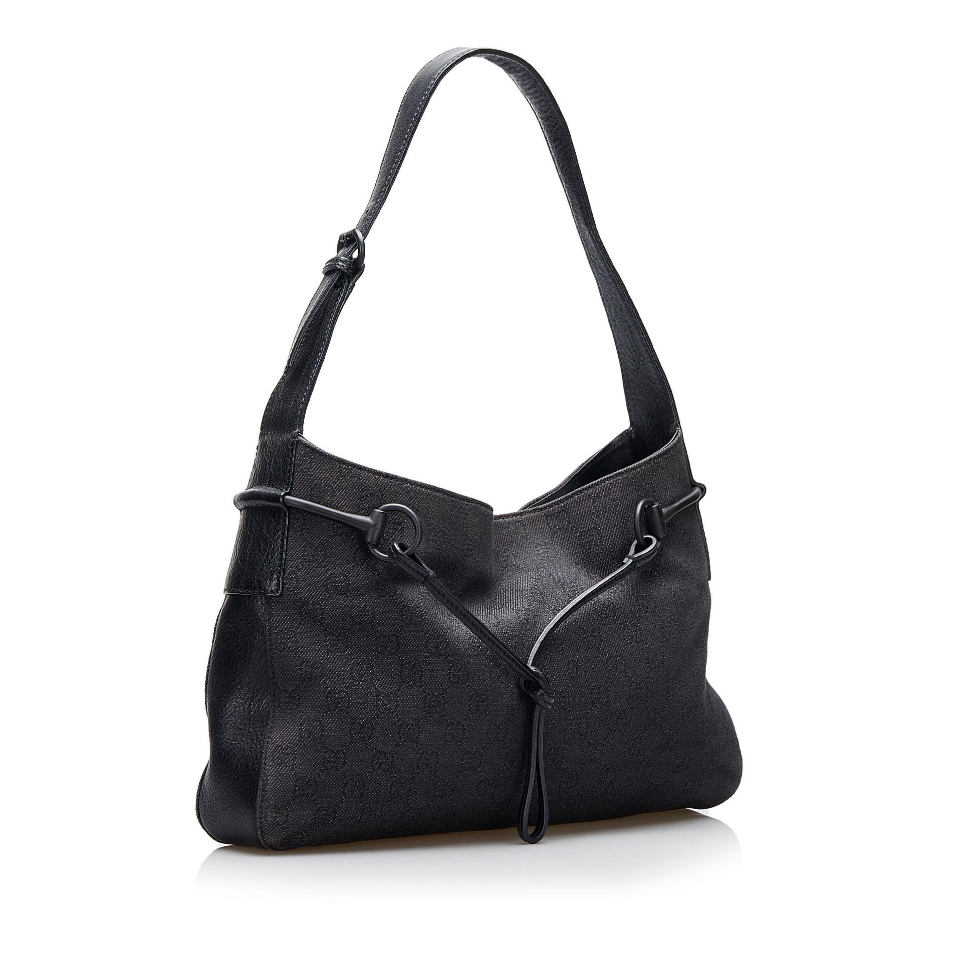 Gucci GG Horsebit SHG-3xYnnv Canvas Black Shoulder Bag