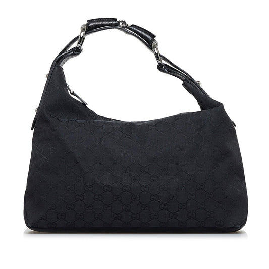 Gucci GG Horsebit SHG-rc6XaO Canvas Black Shoulder Bag