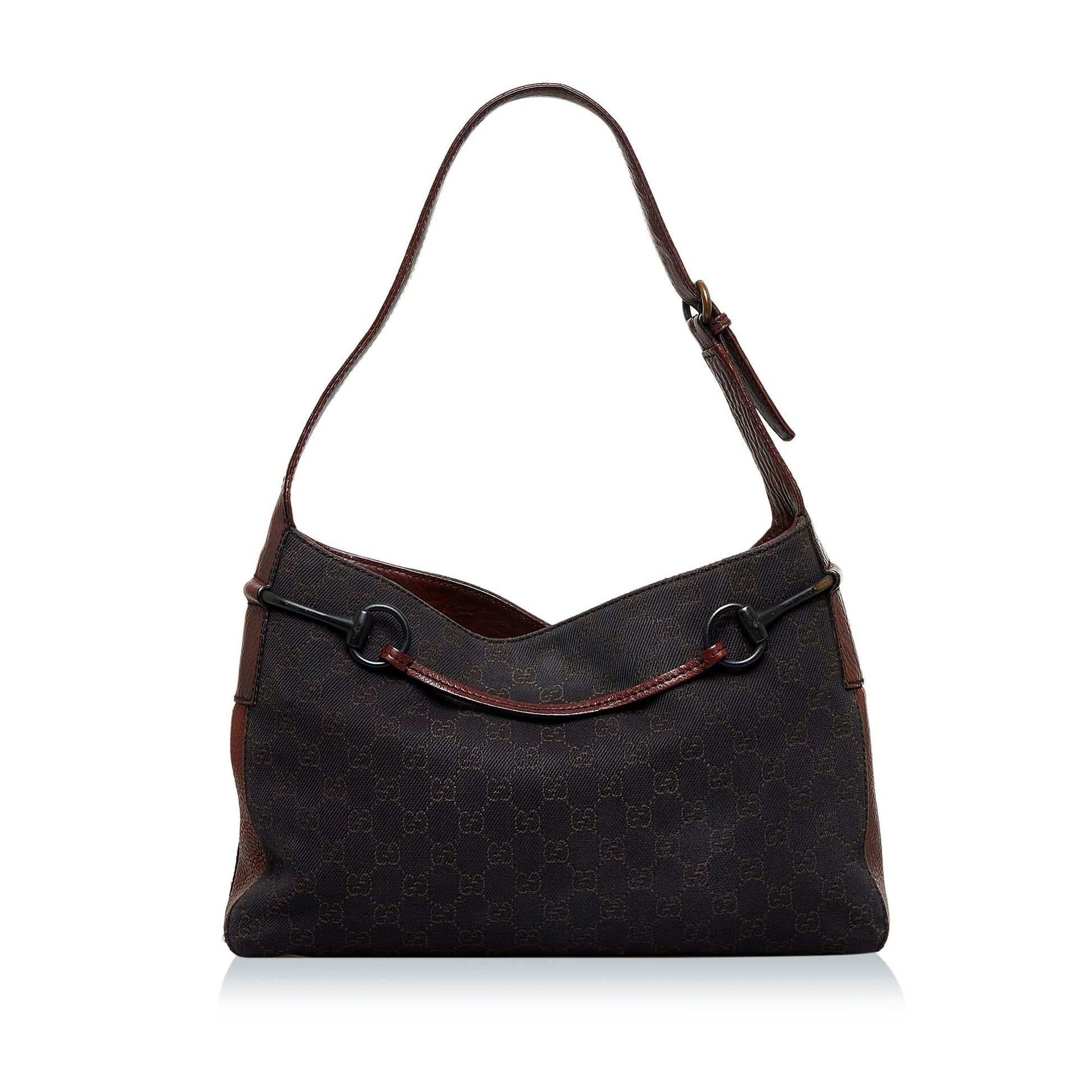 Gucci GG Horsebit SHG-LWBer5 Canvas Black Shoulder Bag