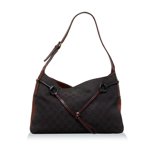 Gucci GG Horsebit SHG-LWBer5 Canvas Black Shoulder Bag