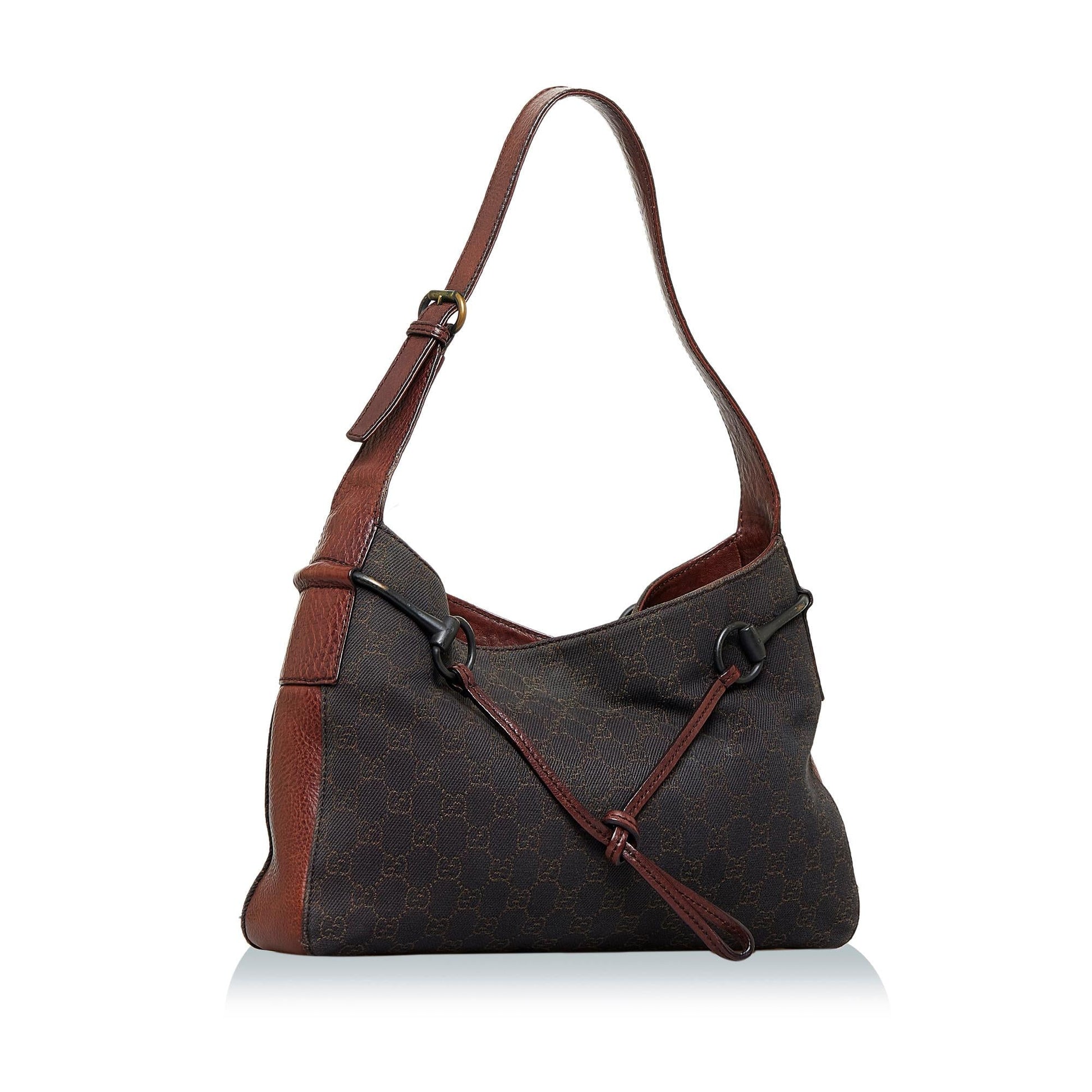 Gucci GG Horsebit SHG-LWBer5 Canvas Black Shoulder Bag