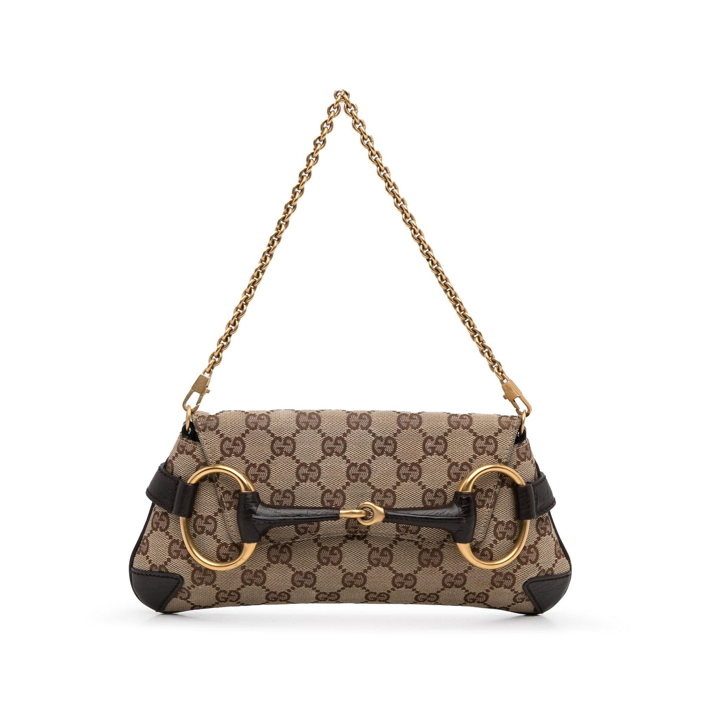 Gucci GG Horsebit SHG-b3Qp4w Canvas Brown Shoulder Bag