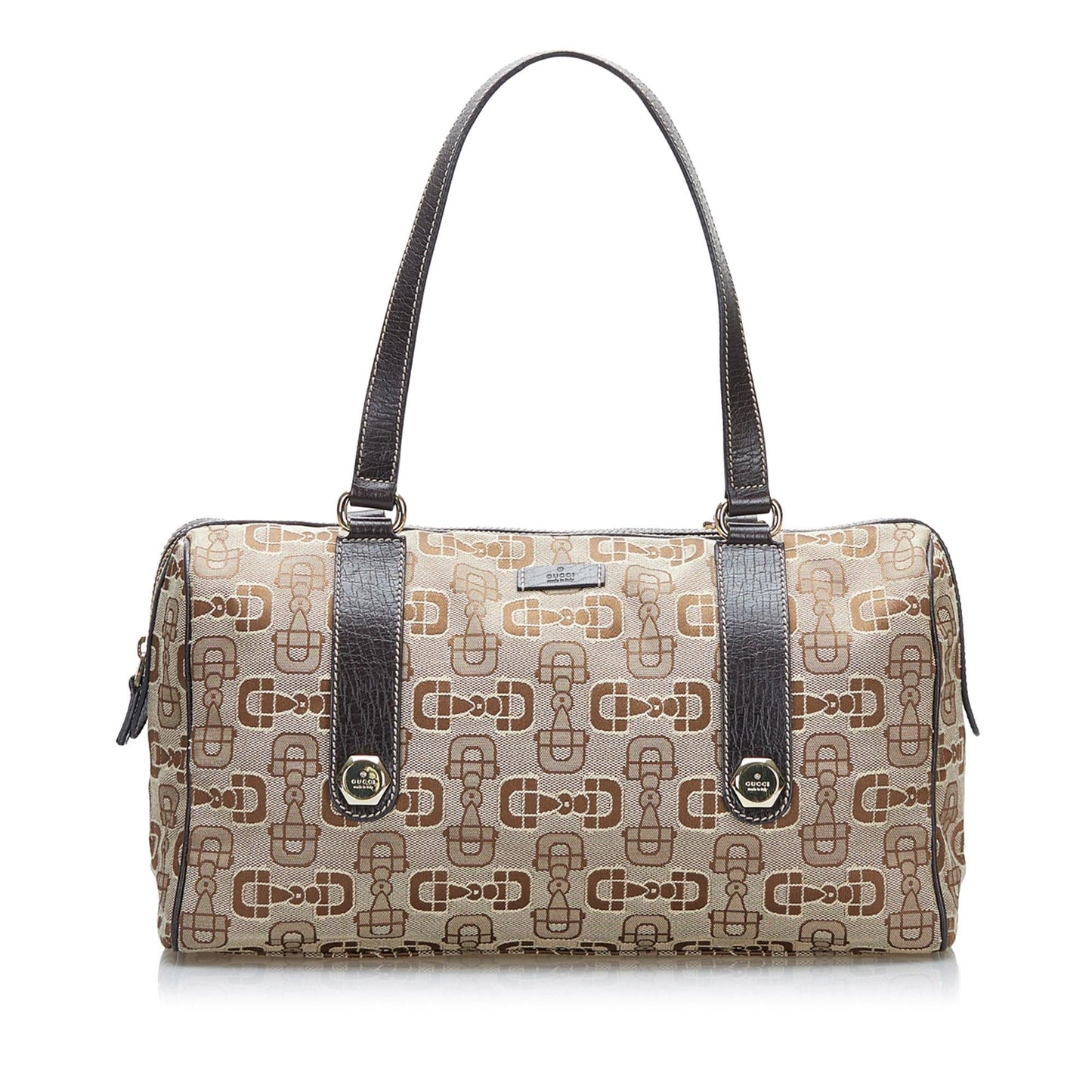 Gucci GG Horsebit SHG Canvas Brown Satchel Bag