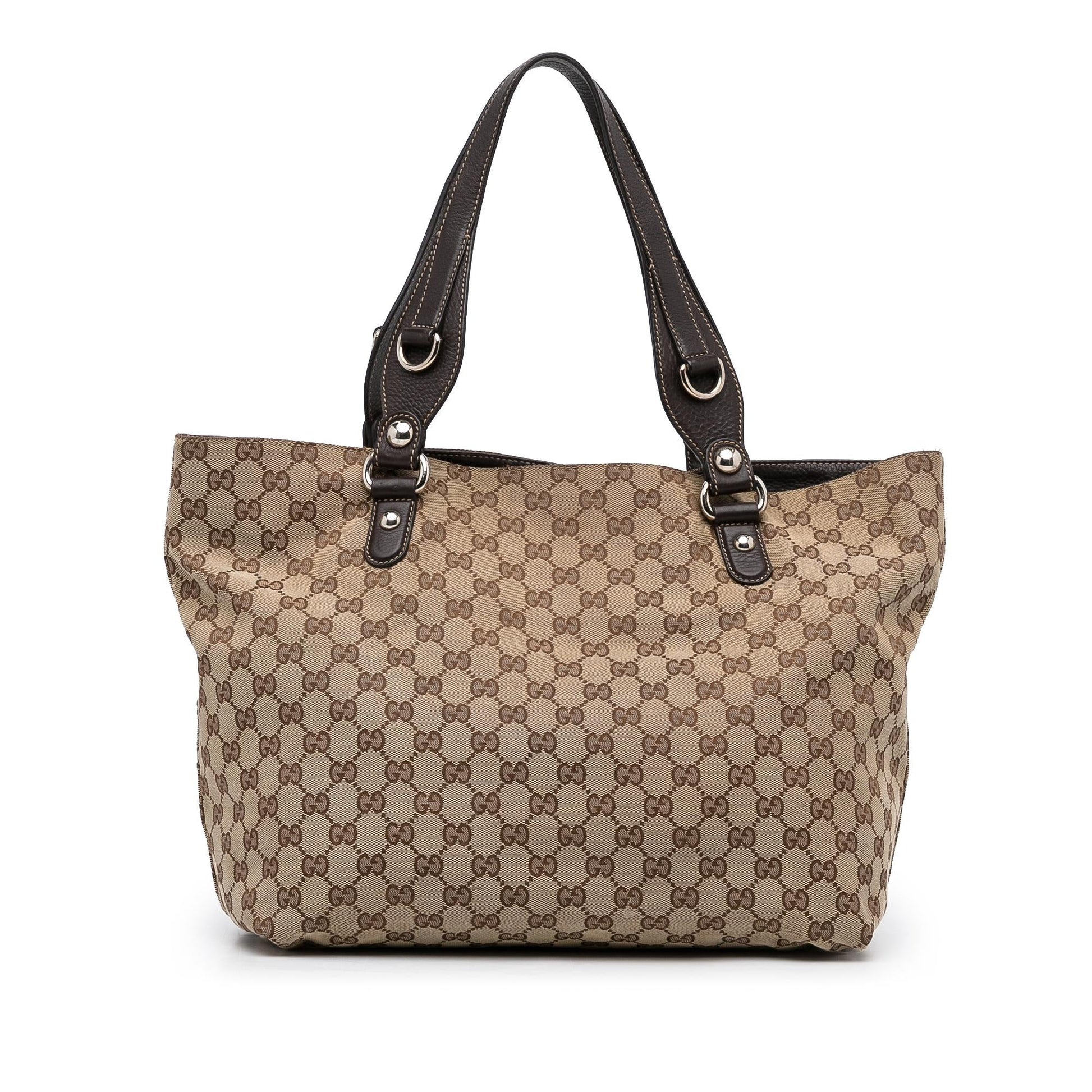 Gucci GG Icon Bit SHG-e1bc9h Canvas Calf Brown Tote Bag