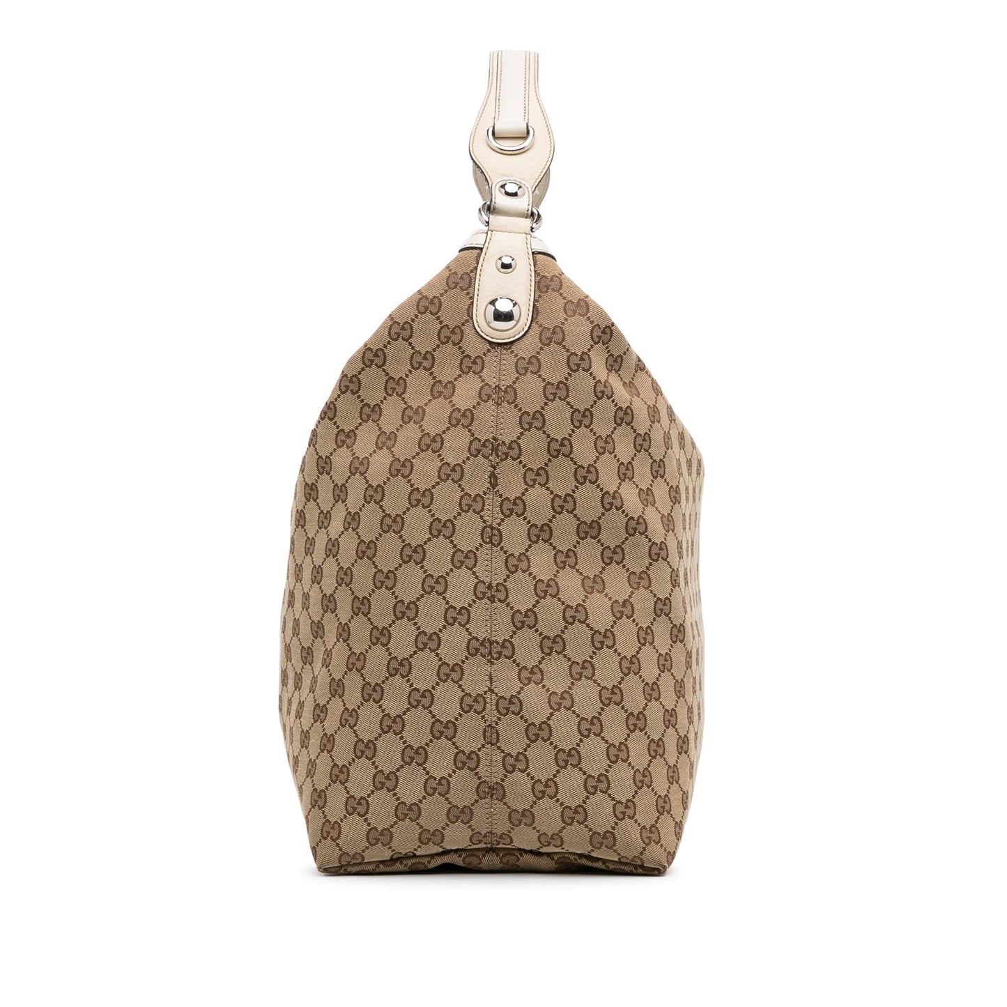 Gucci GG Icon Bit SHG-Jiy1Zw Canvas Calf White Brown Satchel Bag