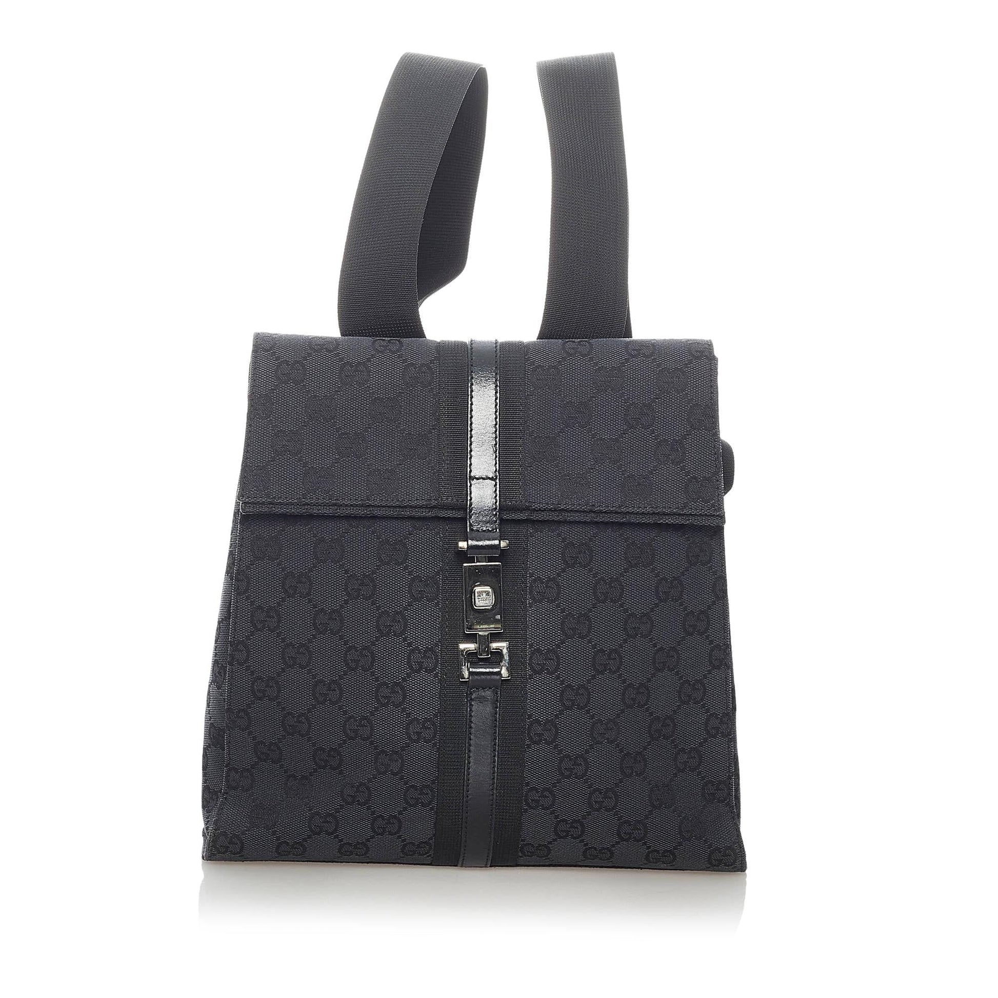 Gucci GG Jackie Backpack SHG Canvas Black