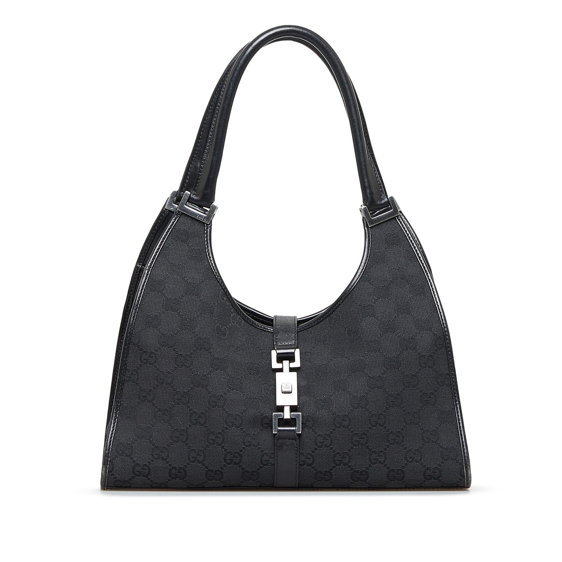 Gucci GG Jackie Bardot SHG-EeJrV5 Canvas Black Shoulder Bag