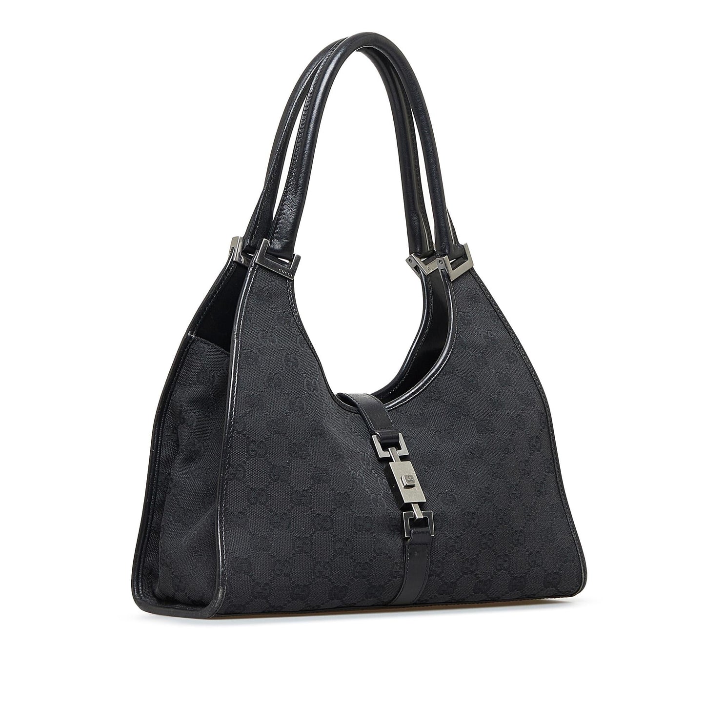 Gucci GG Jackie Bardot SHG-EeJrV5 Canvas Black Shoulder Bag