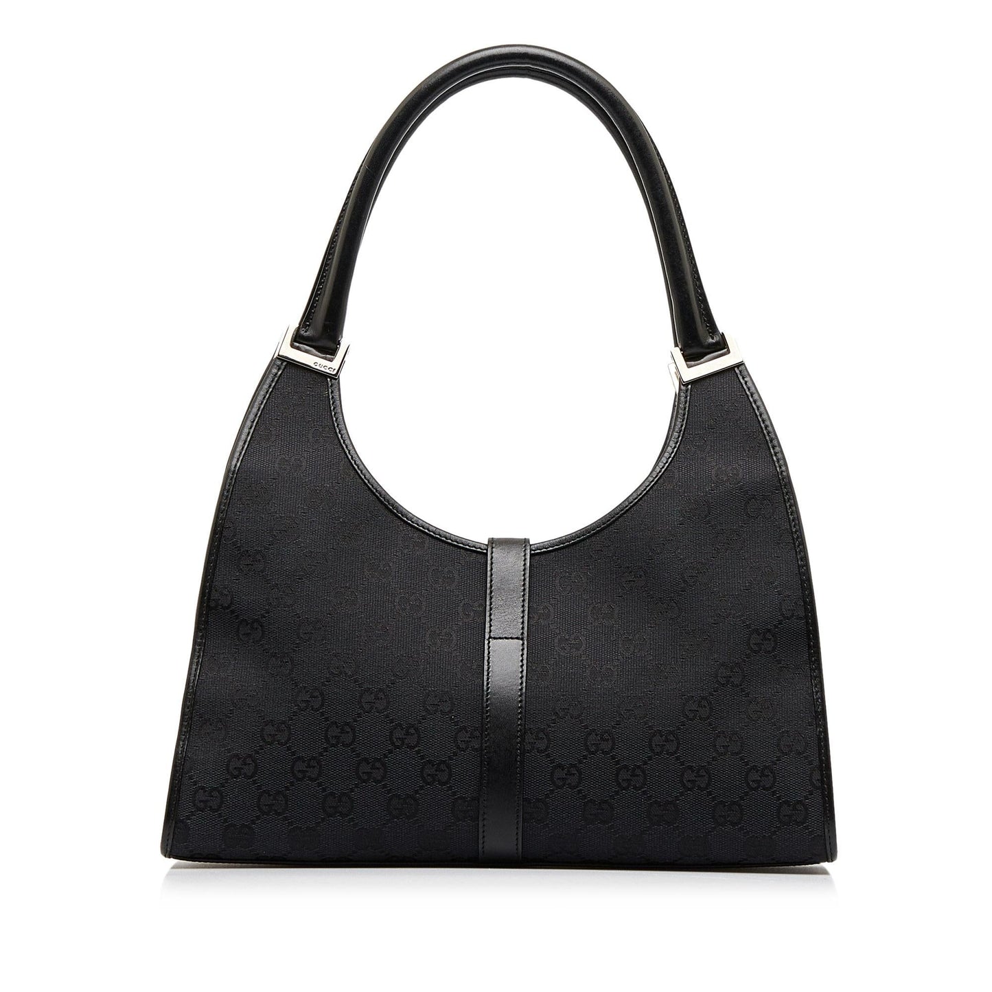 Gucci GG Jackie Bardot SHG-LxroRX Canvas Black Shoulder Bag