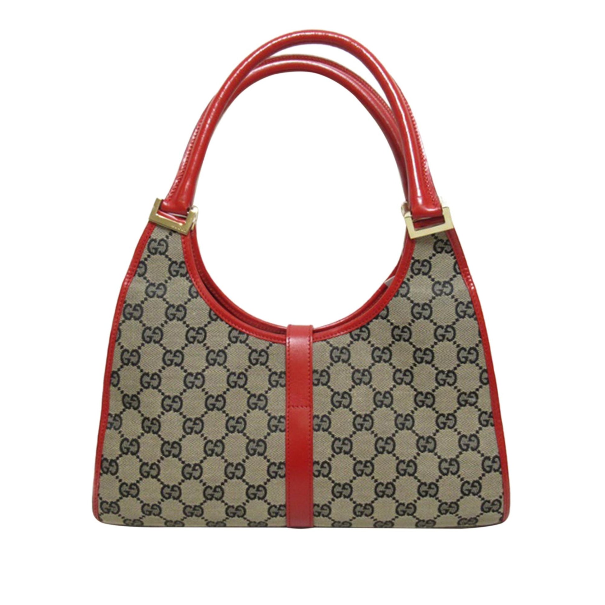 Gucci GG Jackie Bardot SHG-idDq4G Canvas Calf Brown Red Shoulder Bag