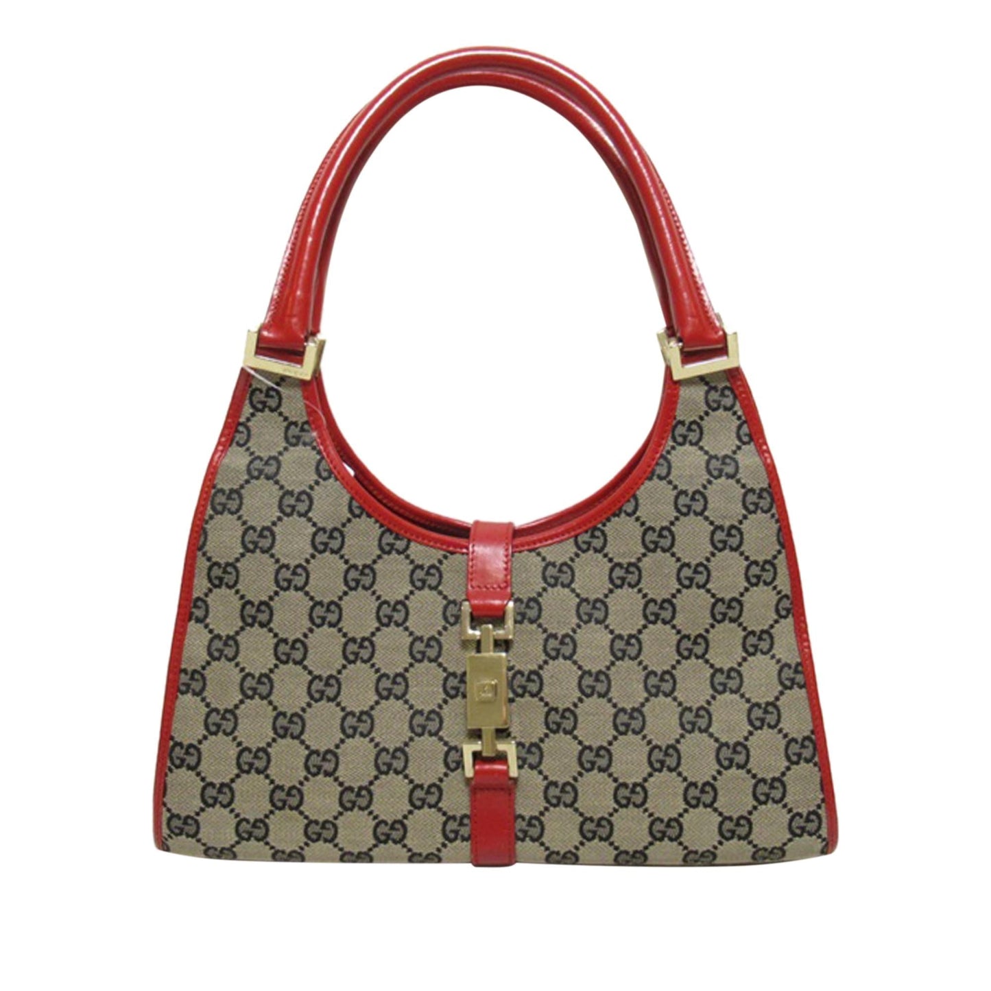Gucci GG Jackie Bardot SHG-idDq4G Canvas Calf Brown Red Shoulder Bag