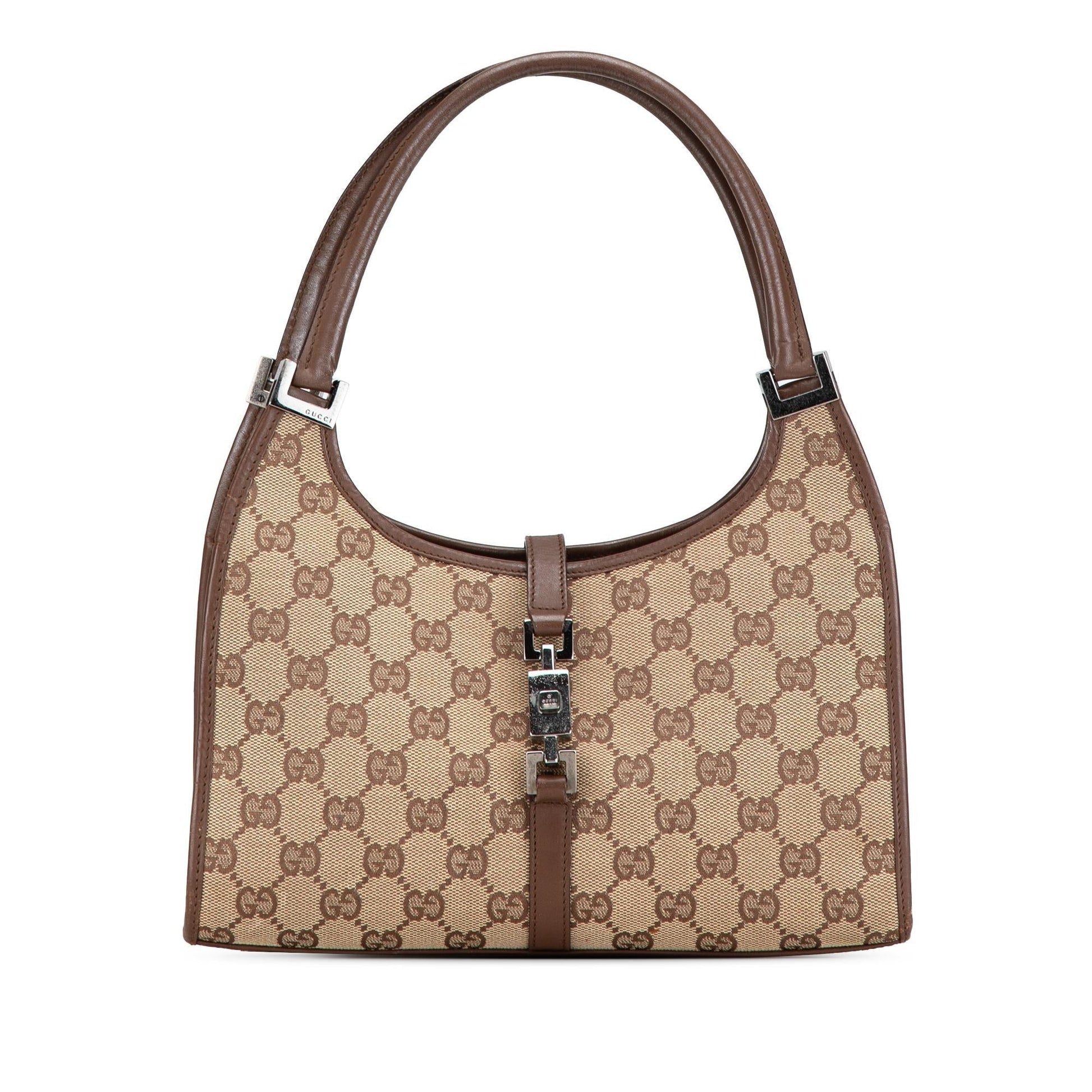 Gucci GG Jackie Bardot SHG-KItrZ5 Canvas Calf Brown Shoulder Bag