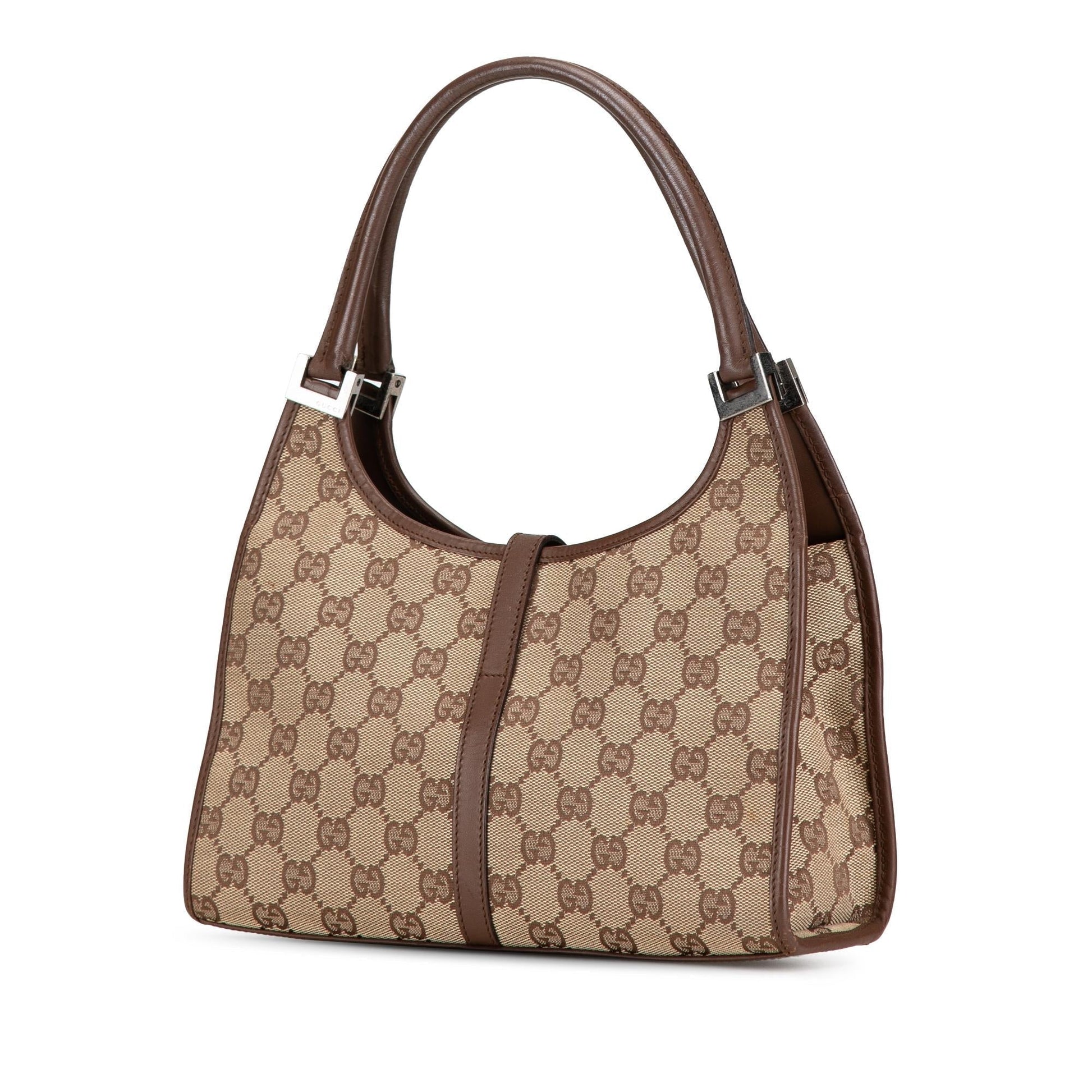 Gucci GG Jackie Bardot SHG-KItrZ5 Canvas Calf Brown Shoulder Bag