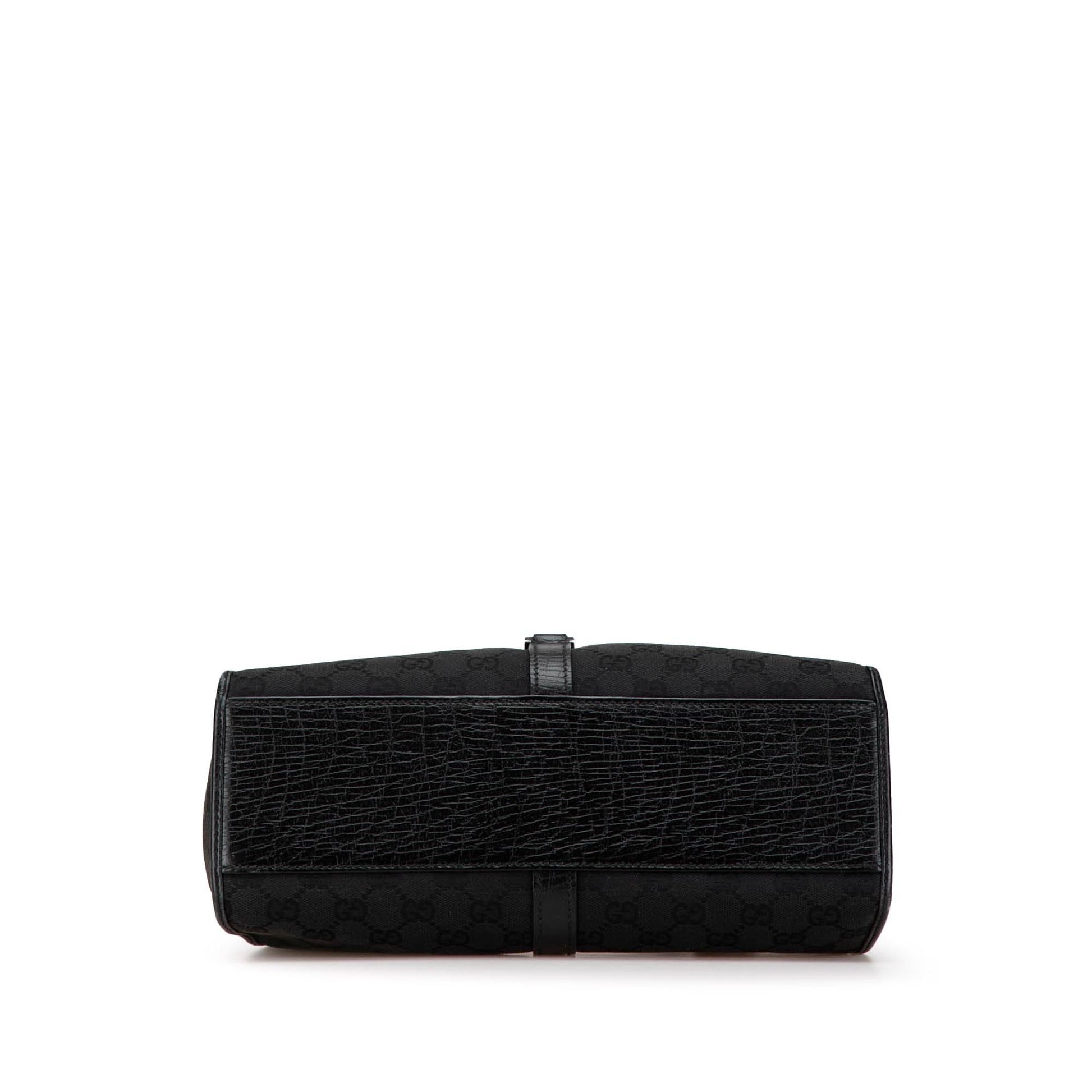 Gucci GG Jackie Bardot SHG-Xl6IZj Canvas Calf Black Shoulder Bag