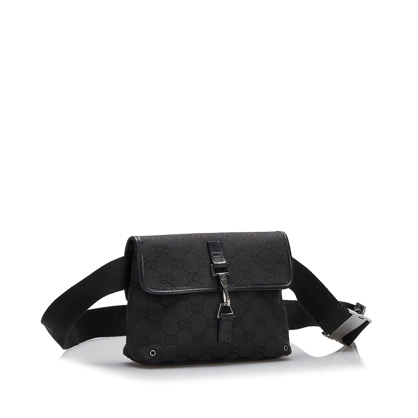 Gucci GG Jackie Belt SHG-lGAi8n Canvas Calf Black Accessory